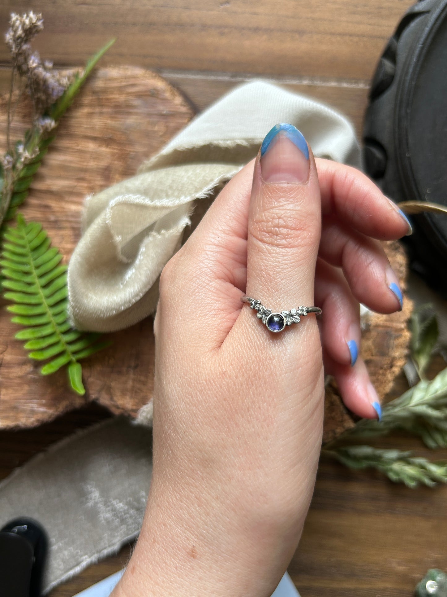 Lilac Stacker Ring-amethyst, Iolite, or alexandrite- Sterling silver jewelry