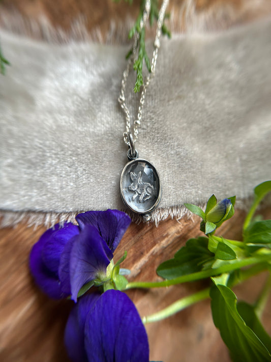 Woodland Rabbit- quartz crystal and sterling silver necklace