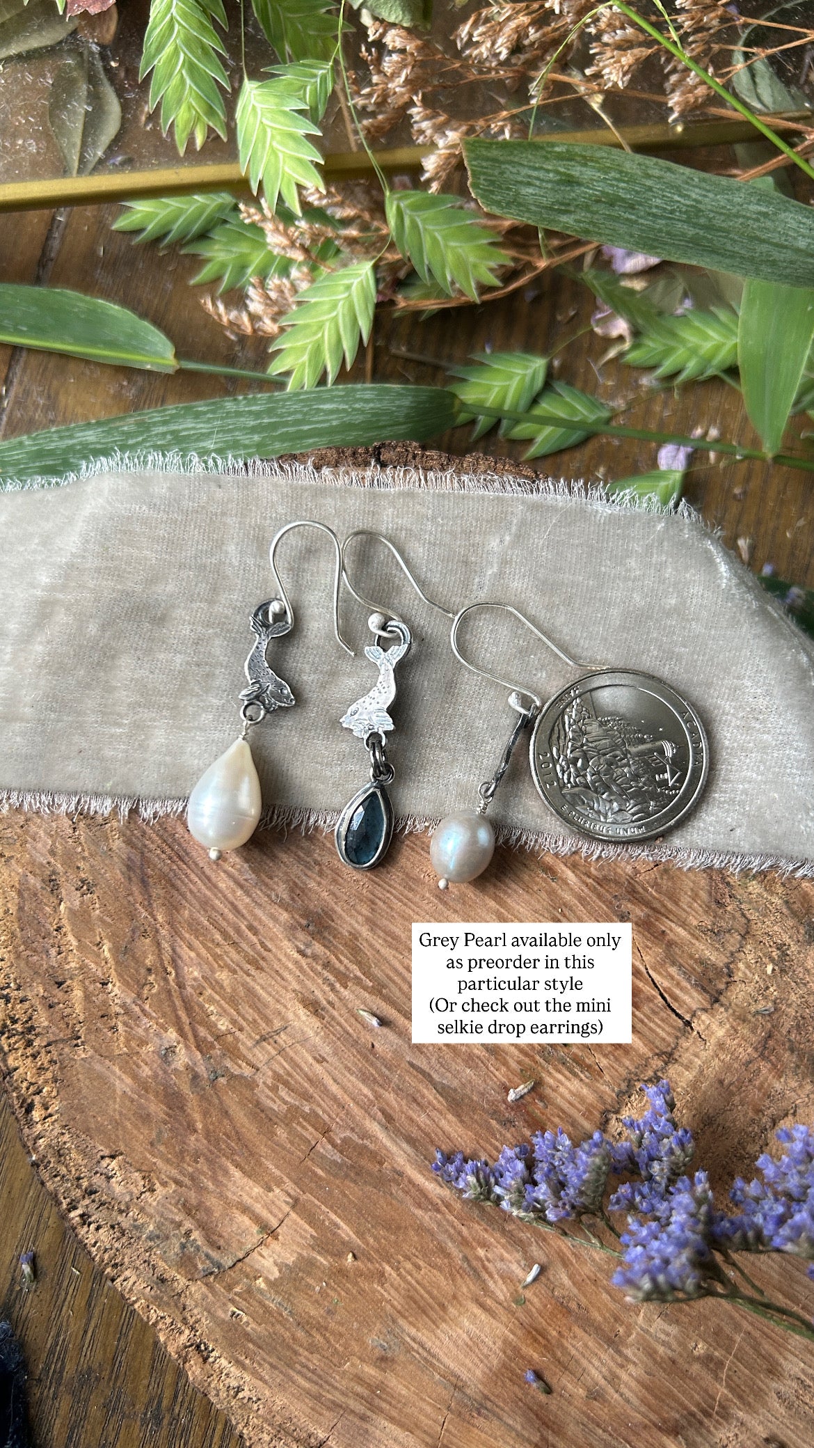 Selkie Seal Earrings choice of gem- sterling silver jewelry