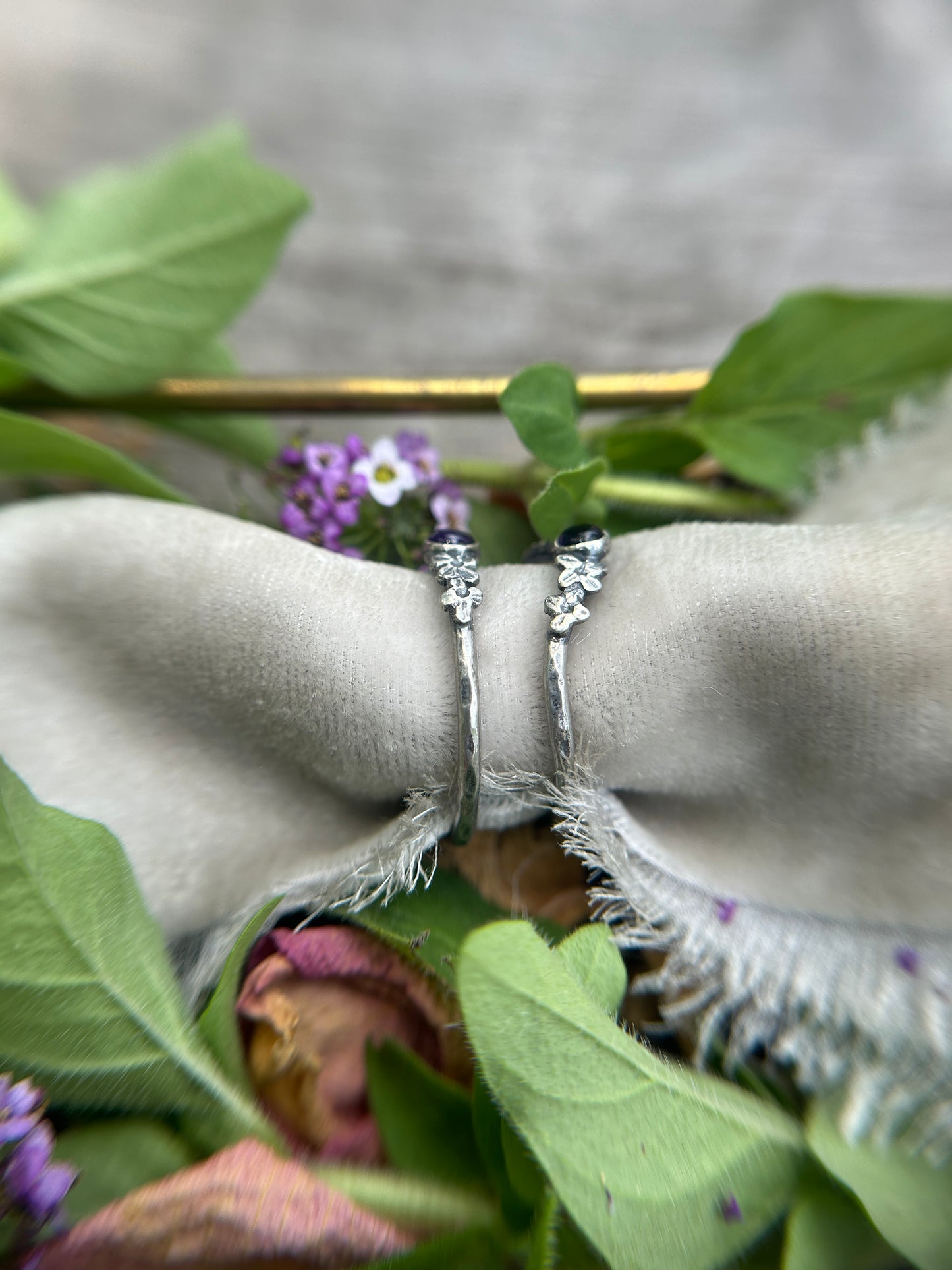 Lilac Stacker Ring-amethyst, Iolite, or alexandrite- Sterling silver jewelry