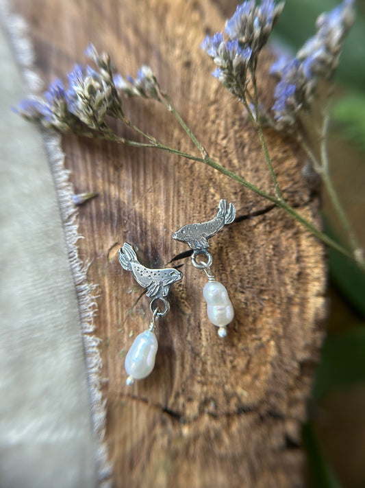 Mini Selkie Seal Post Earrings- sterling silver jewelry