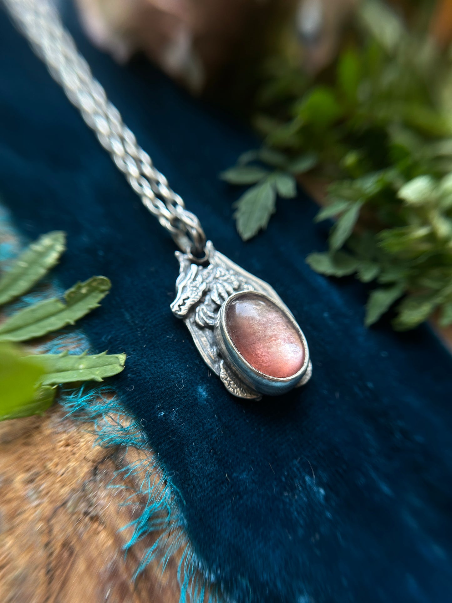 Dragon Necklace with Lepidolite- choice of small or large dragon- sterling silver jewelry