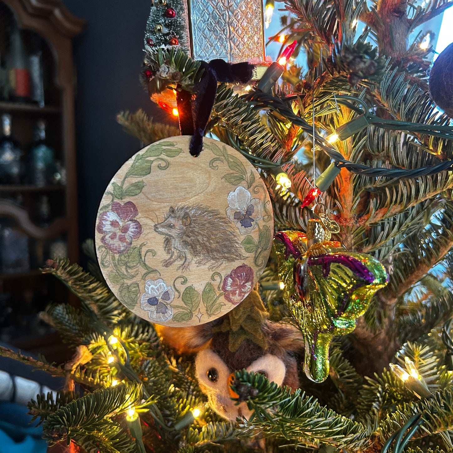 Handpainted Ornaments- watercolor on wood Woodland Creature Ornaments