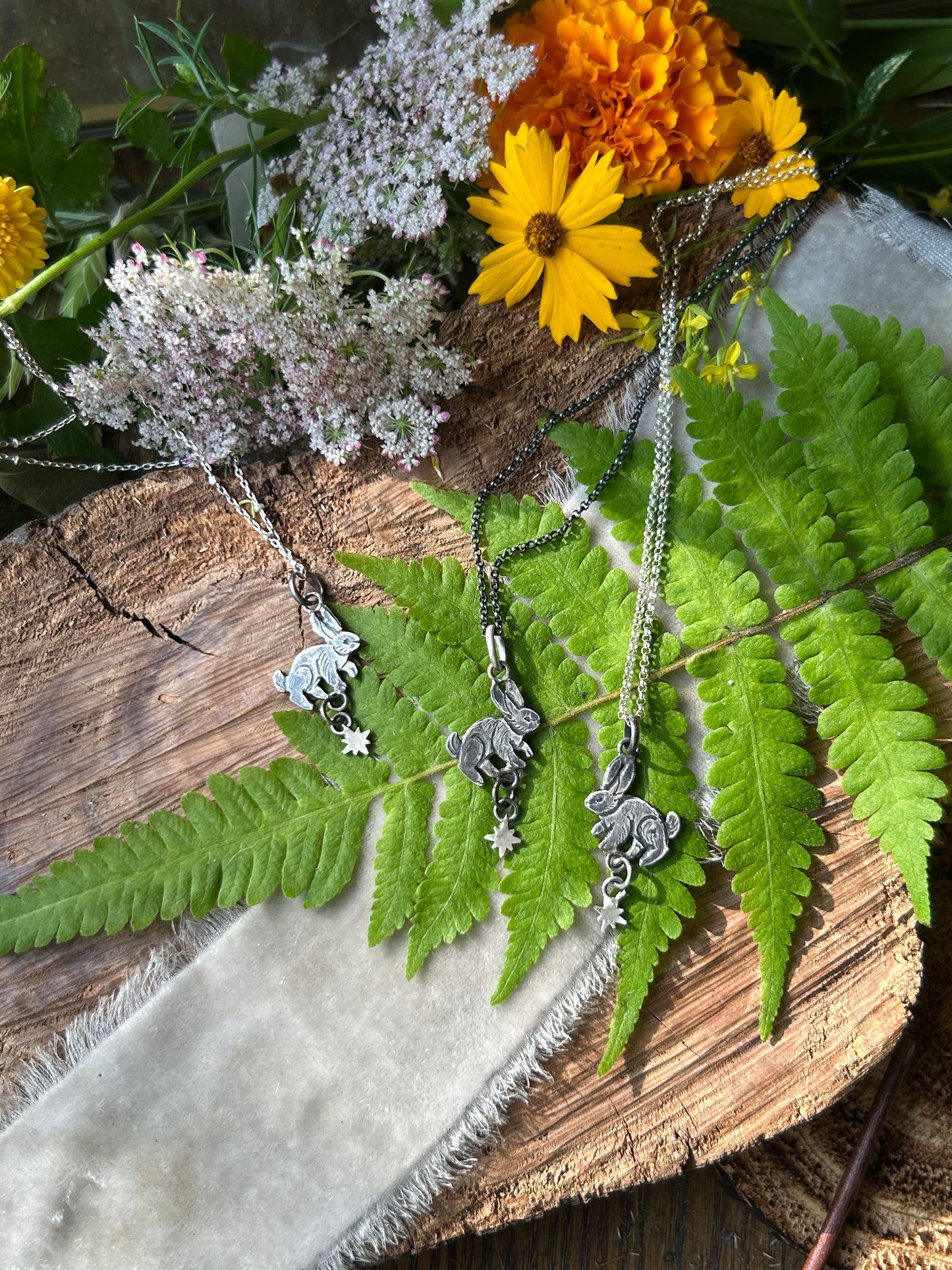Star bunny necklace preorder- sterling silver handmade rabbit jewelry