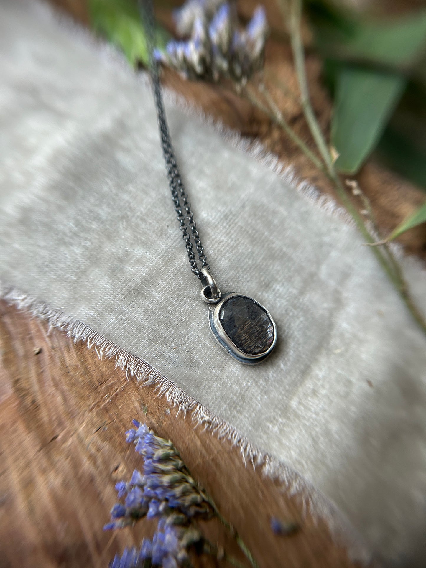 Mournful Orca with Black Moonstone Necklace- sterling silver jewelry