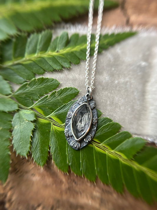 Rabbit in the ivy garden necklace with green amethyst- sterling silver jewelry