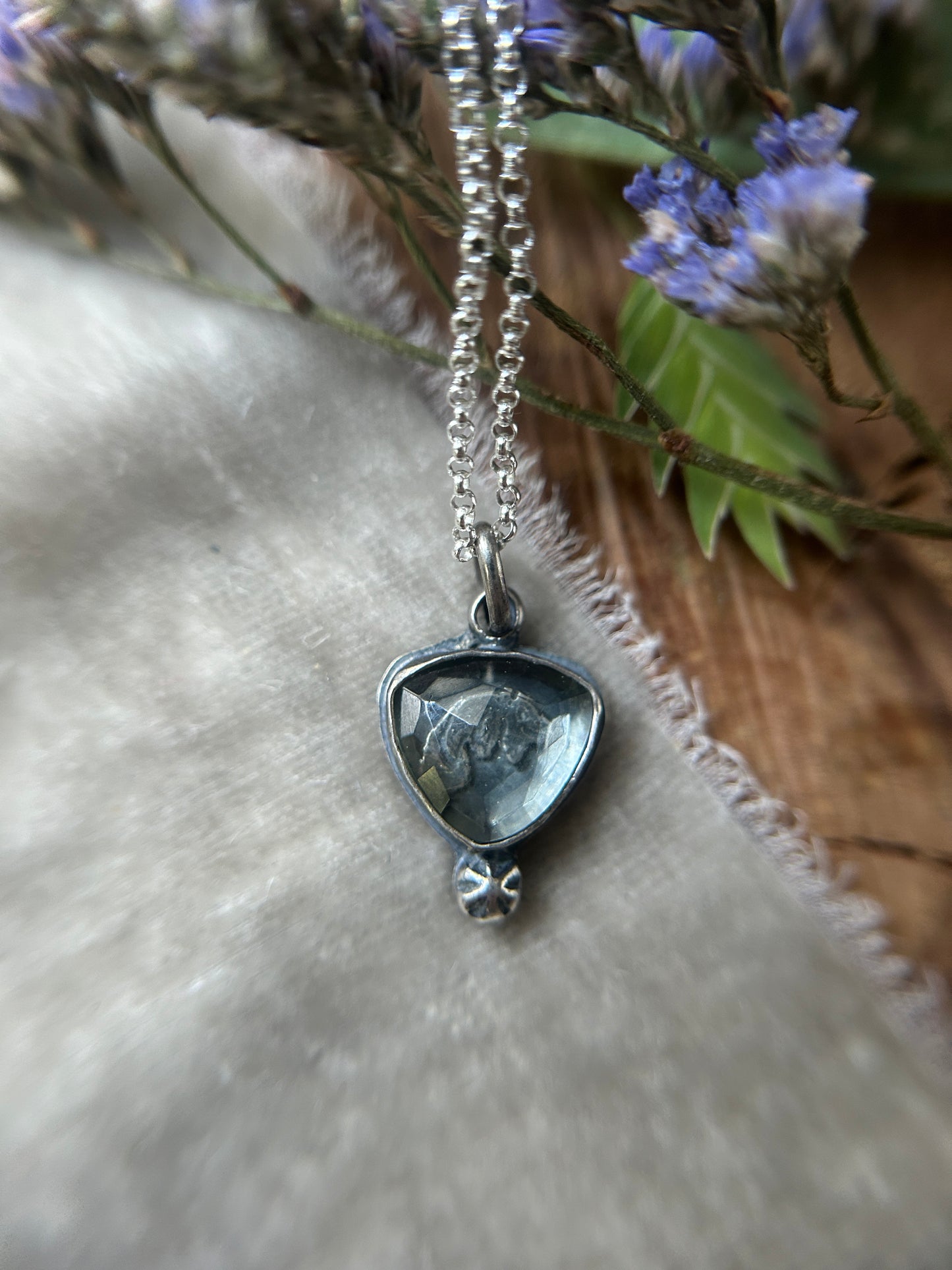 Manatee with Green Amethyst necklace- sterling silver jewelry