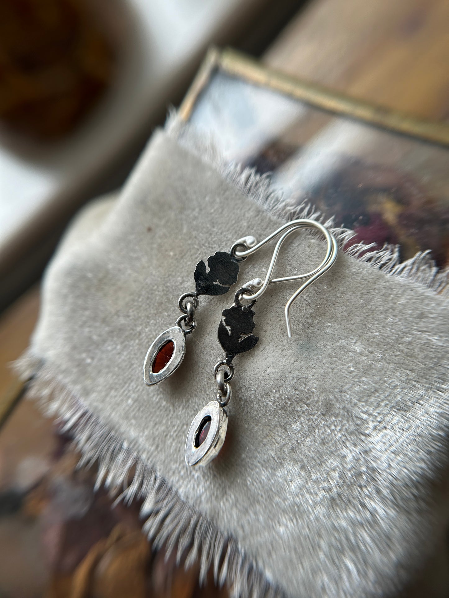 Wild Rose Garnet Earrings- sterling silver jewelry