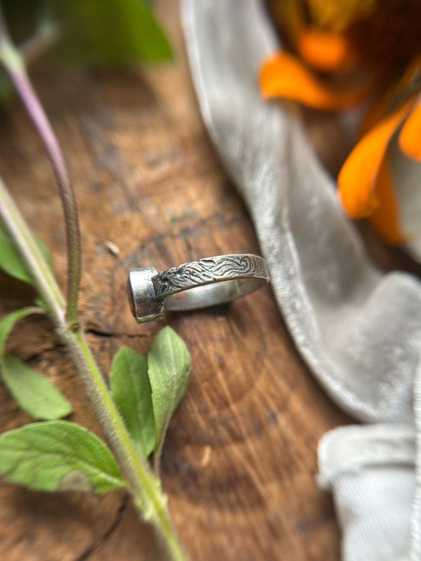 Phoenix in Flight engraved ring with Hessonite Garnet- sterling silver jewelry