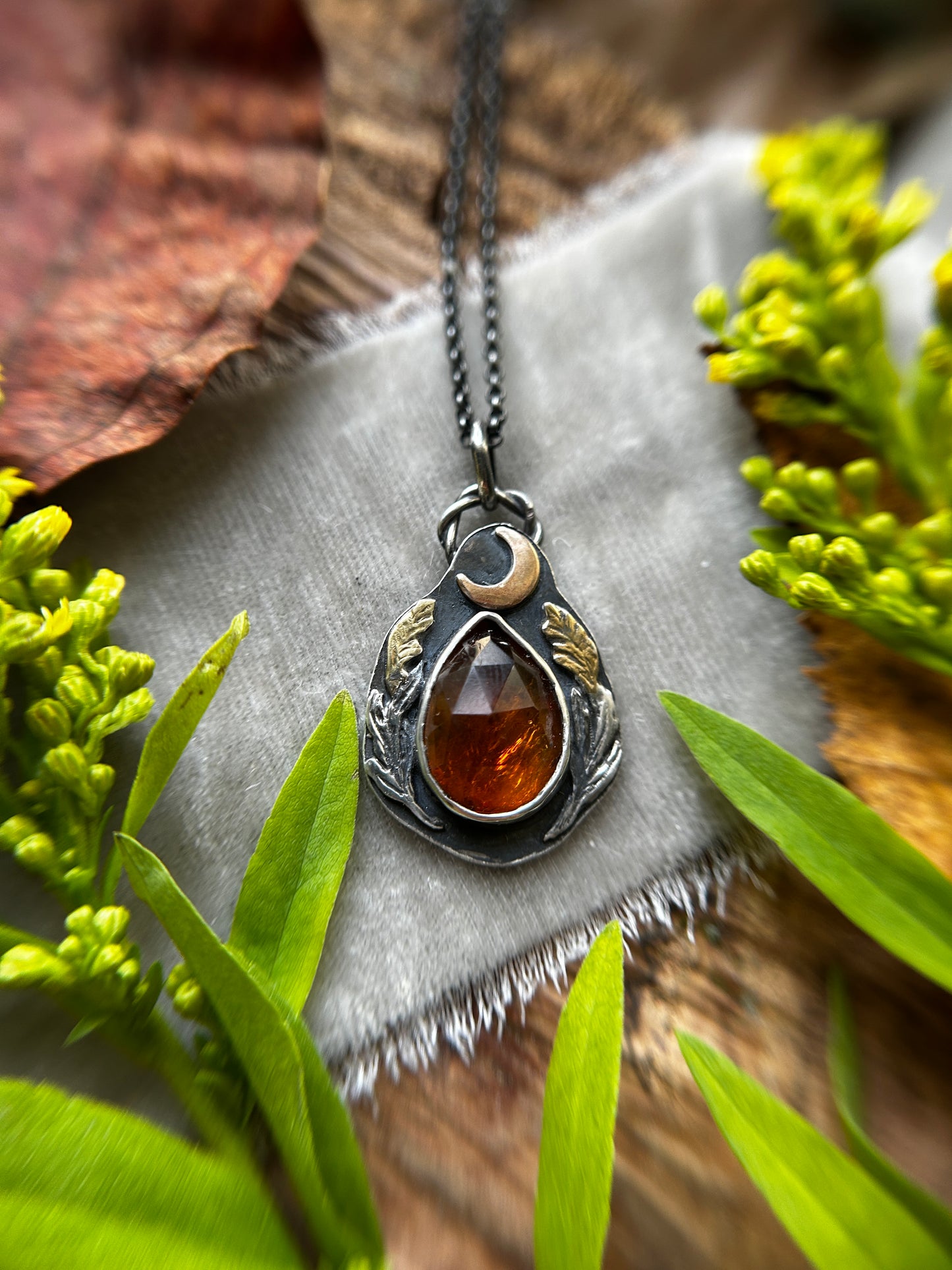 Goldenrod Moon Citrine Necklace- discounted-sterling silver and brass jewelry