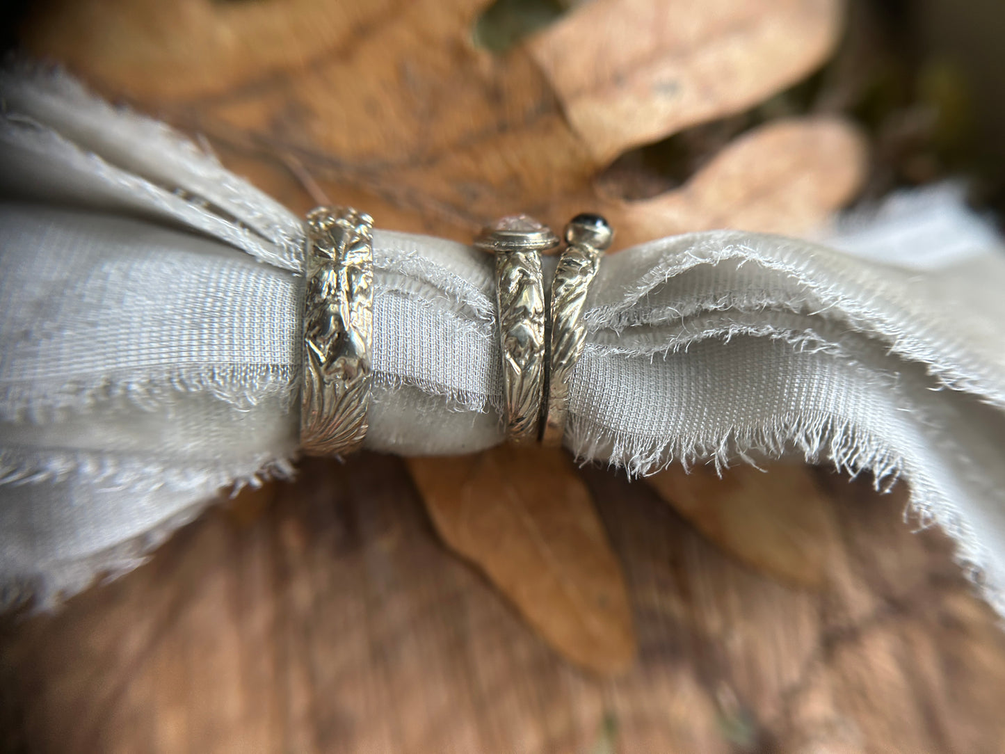 Payment 2 of 2 Custom wedding ring set with bluebells and snowflakes in 14k palladium white gold