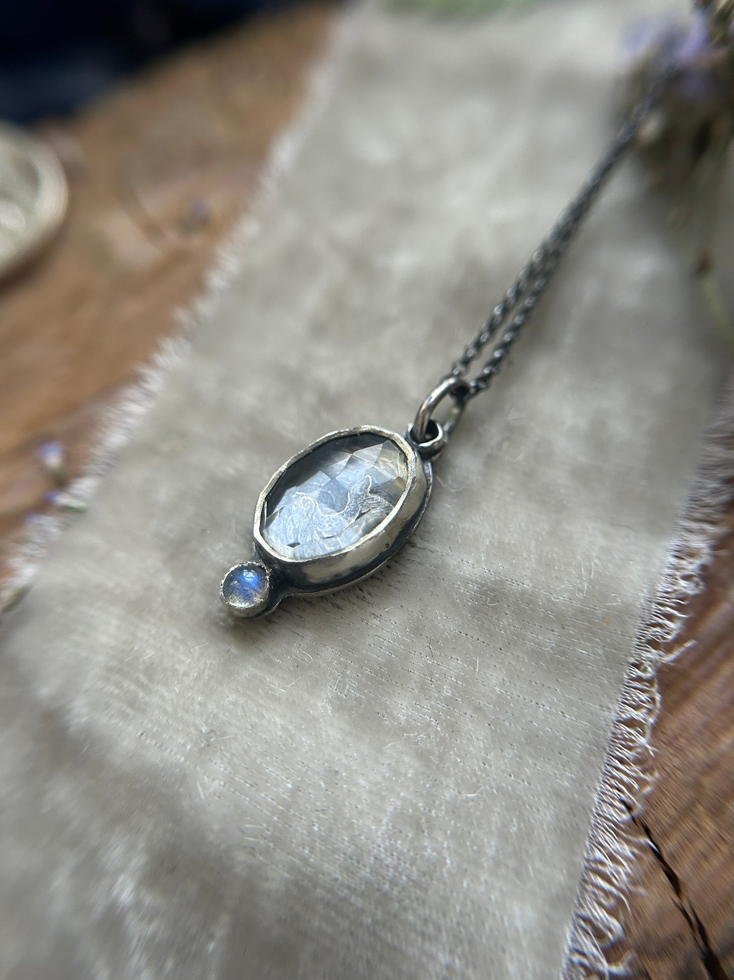 Selkie Seal under Clear Quartz Necklace- sterling silver jewelry