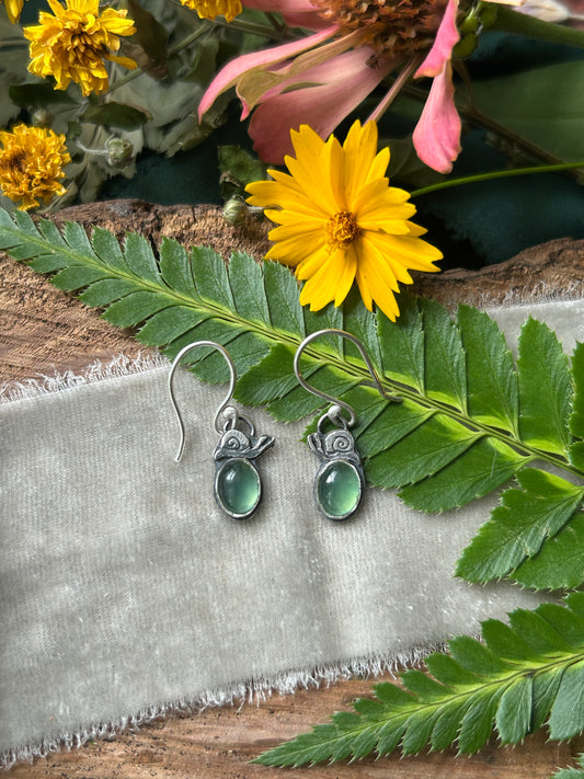 Snail Earrings with Serpentine-Sterling silver jewelry