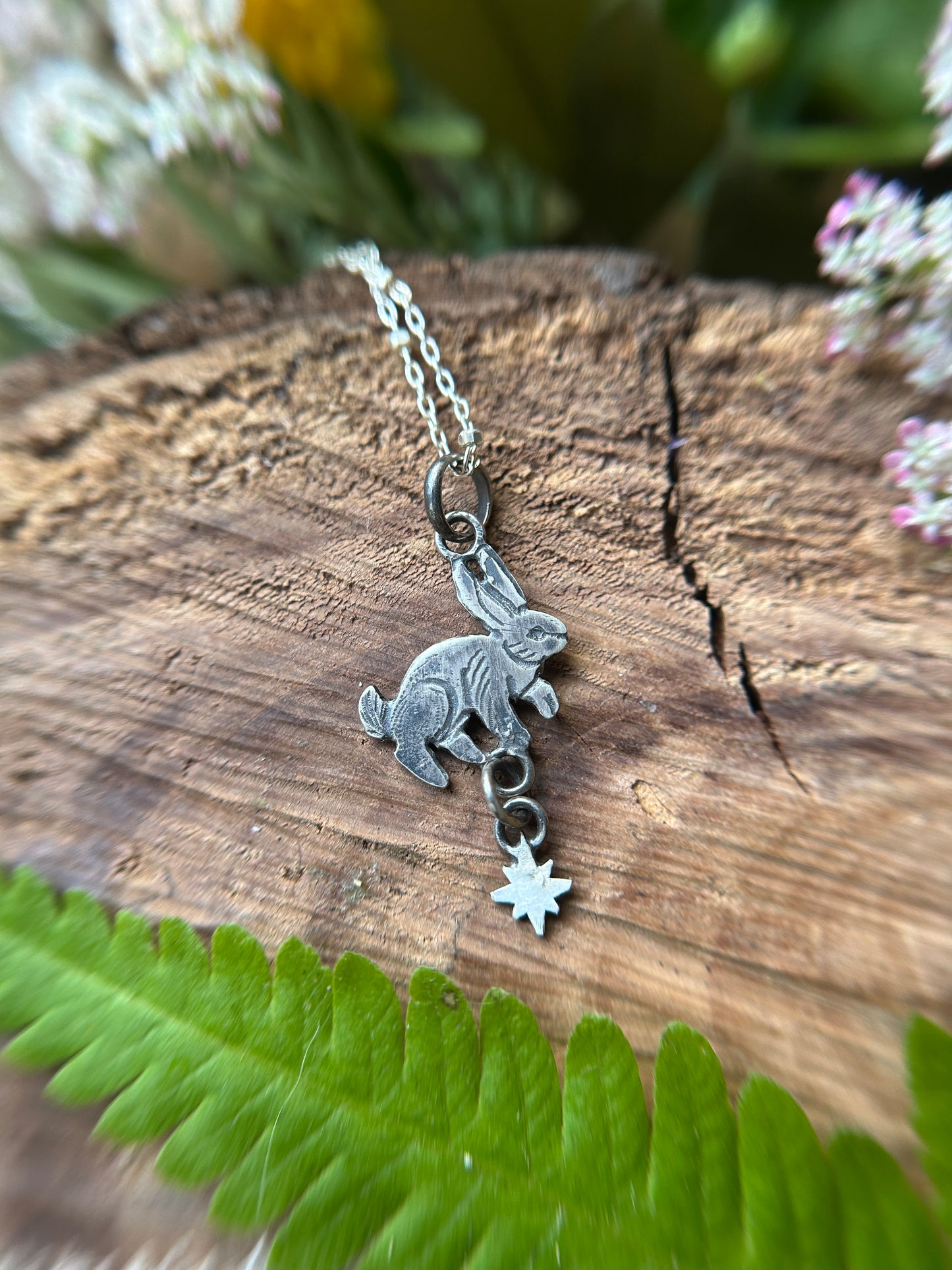 Star bunny necklace preorder- sterling silver handmade rabbit jewelry