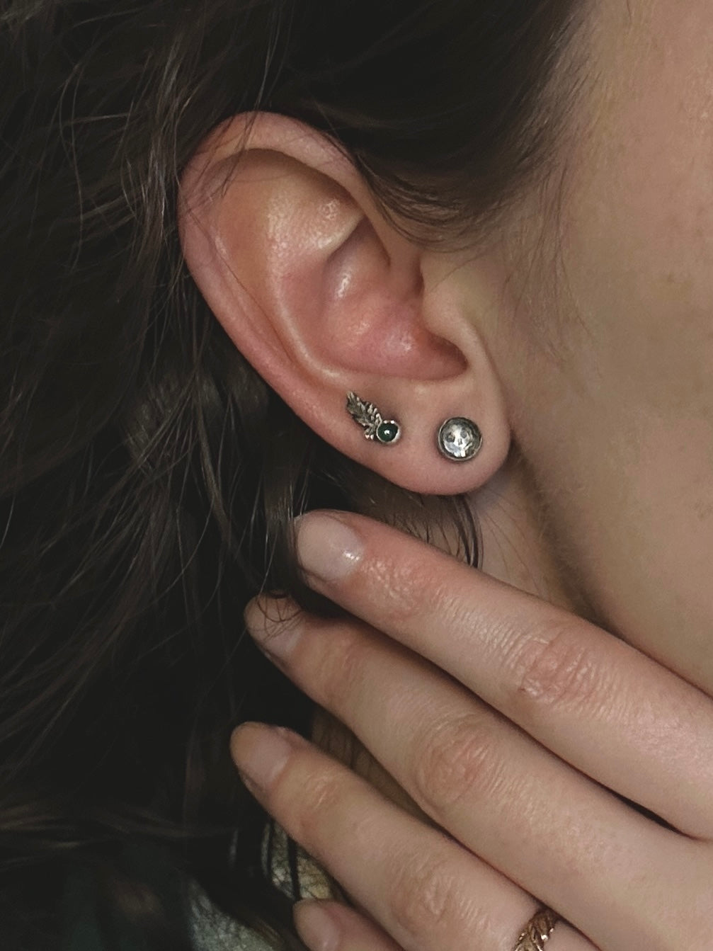 Tiny Quartz Skull Stud Earrings Sterling silver jewelry- made to order