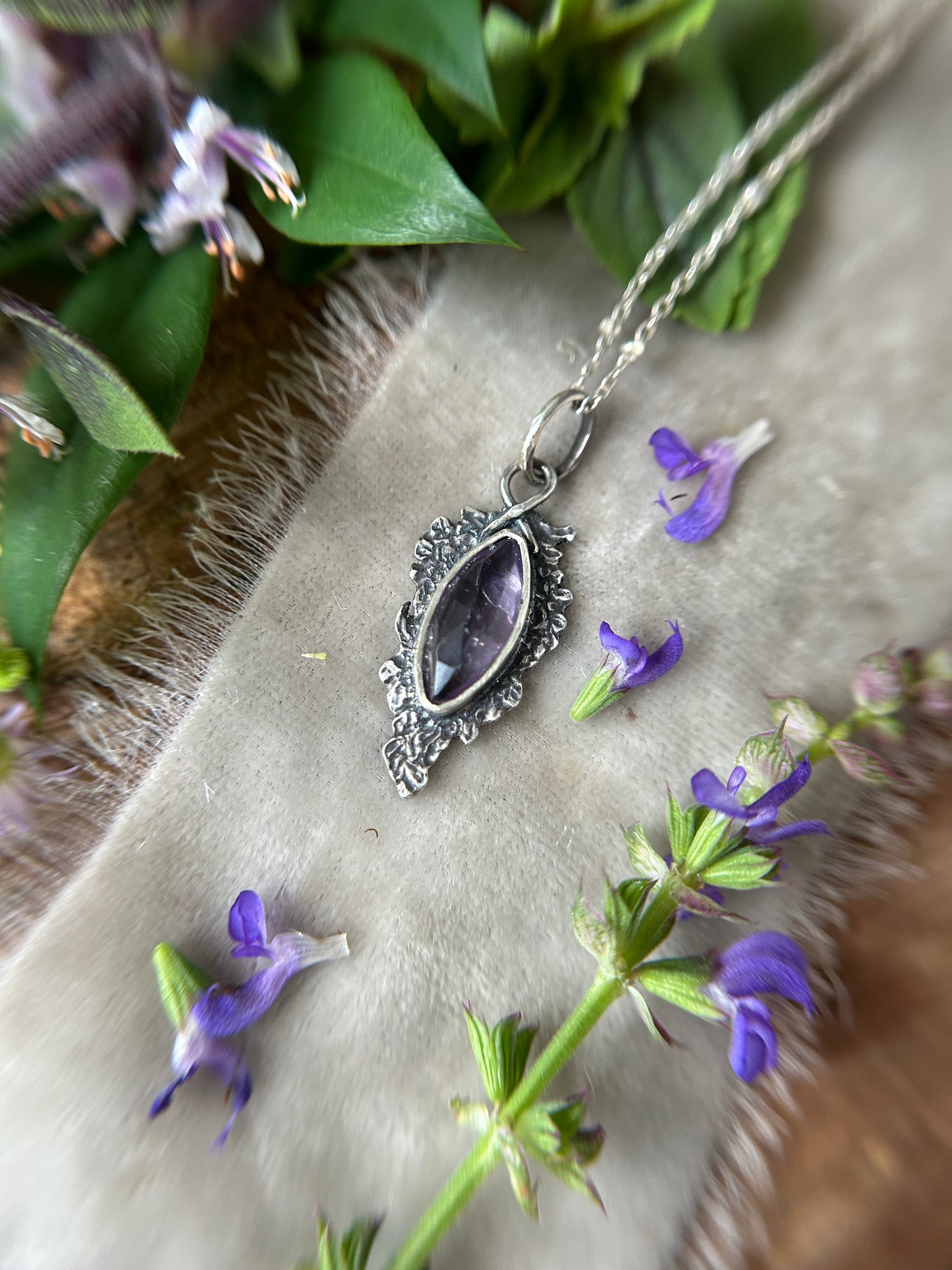 Amethyst Wisteria Necklace- sterling silver jewelry