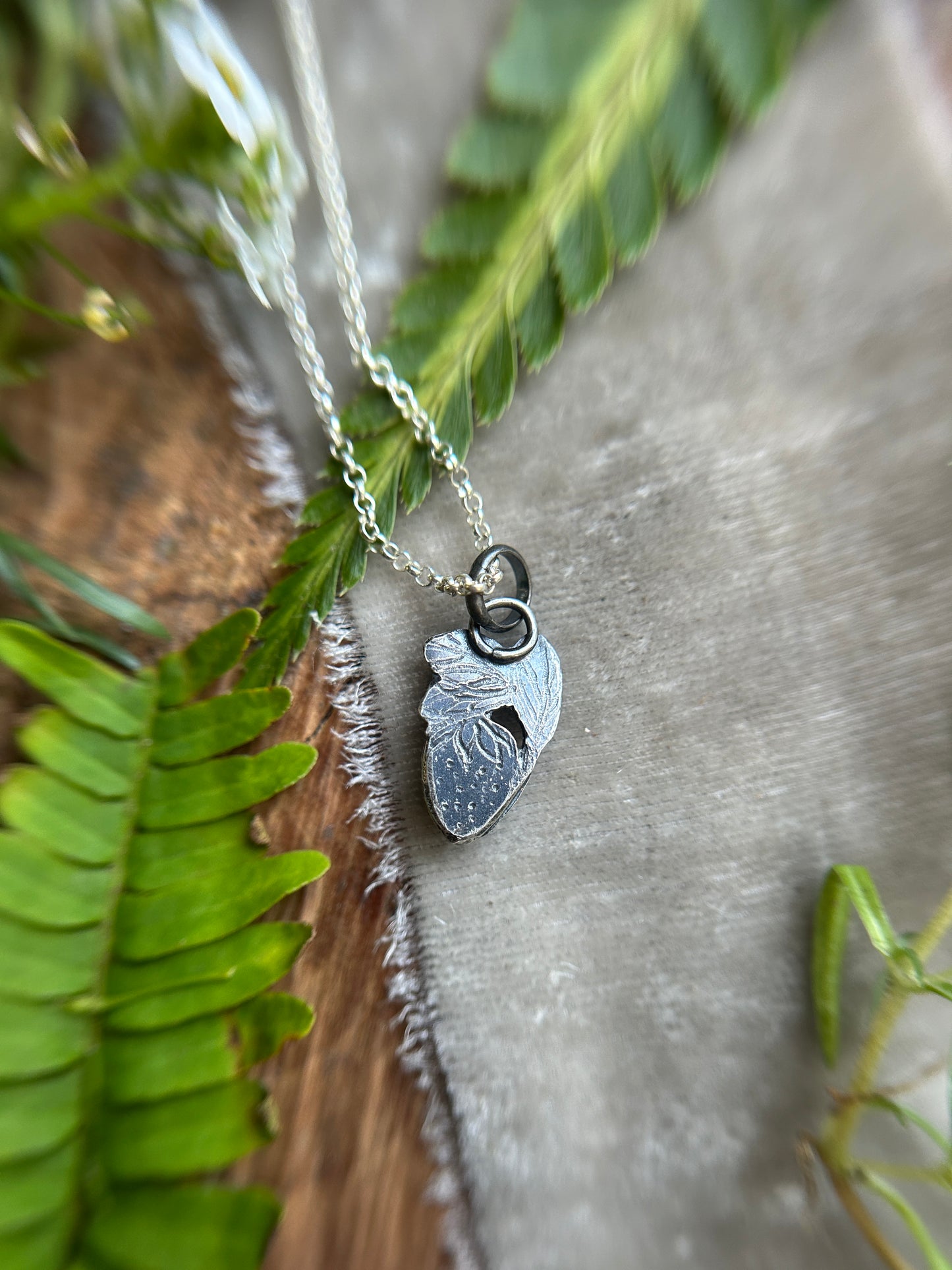 Strawberry red garnet necklace- Sterling silver jewelry