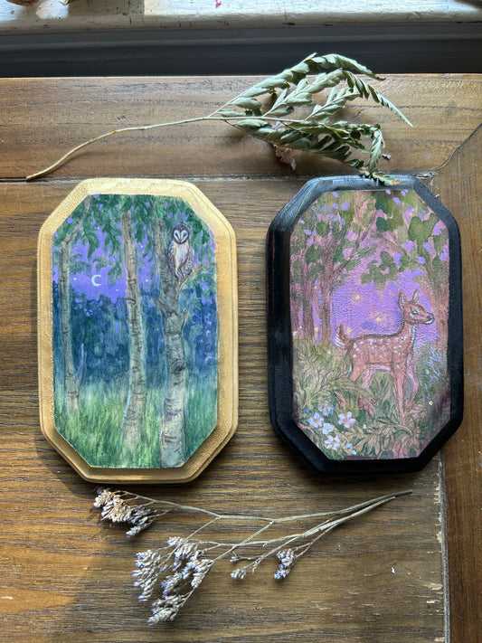 Miniature Original Watercolor Painting- assorted nature and animal paintings on wood