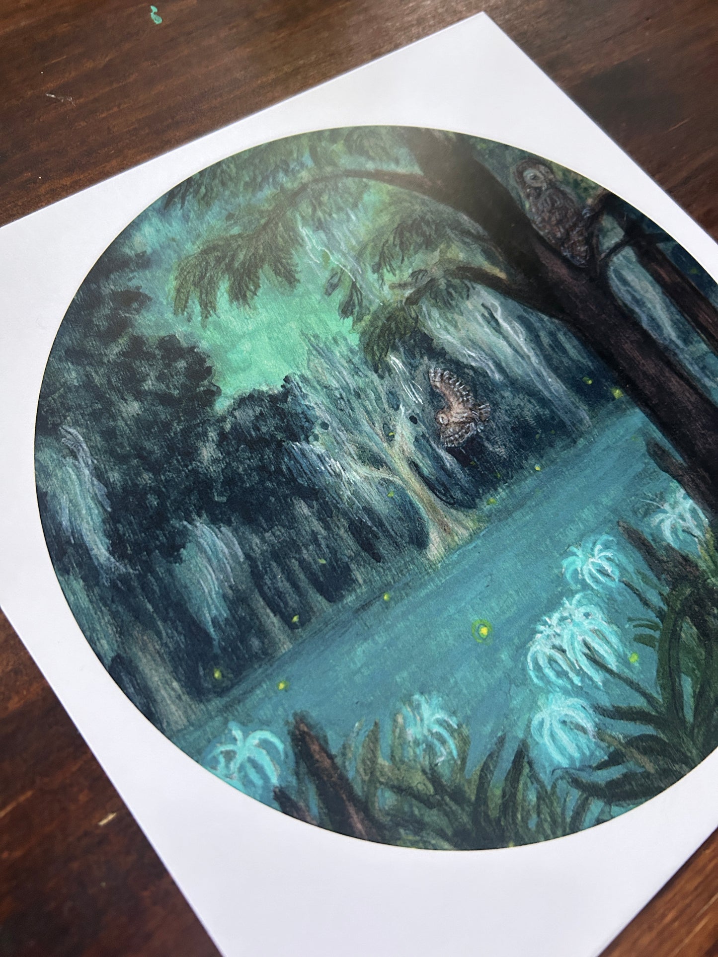 Night Ghosts of the Swamp- Art print of watercolor swamp scene