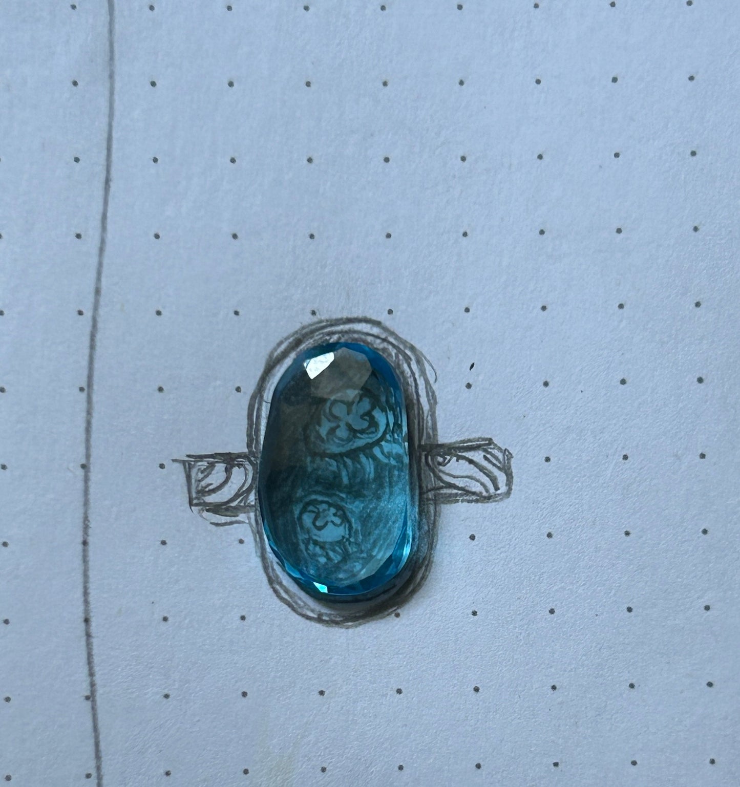 Reserved Custom ring- jellyfish and London blue topaz ring