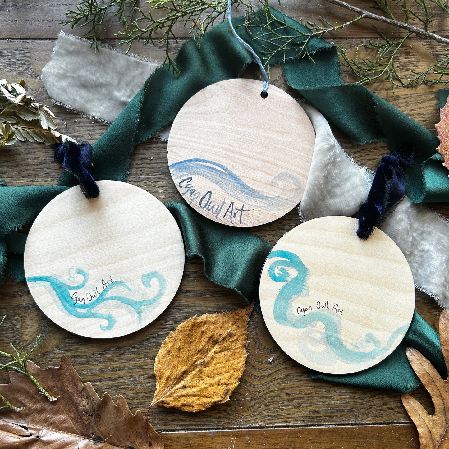 Handpainted Ornaments- watercolor on wood Woodland Creature Ornaments