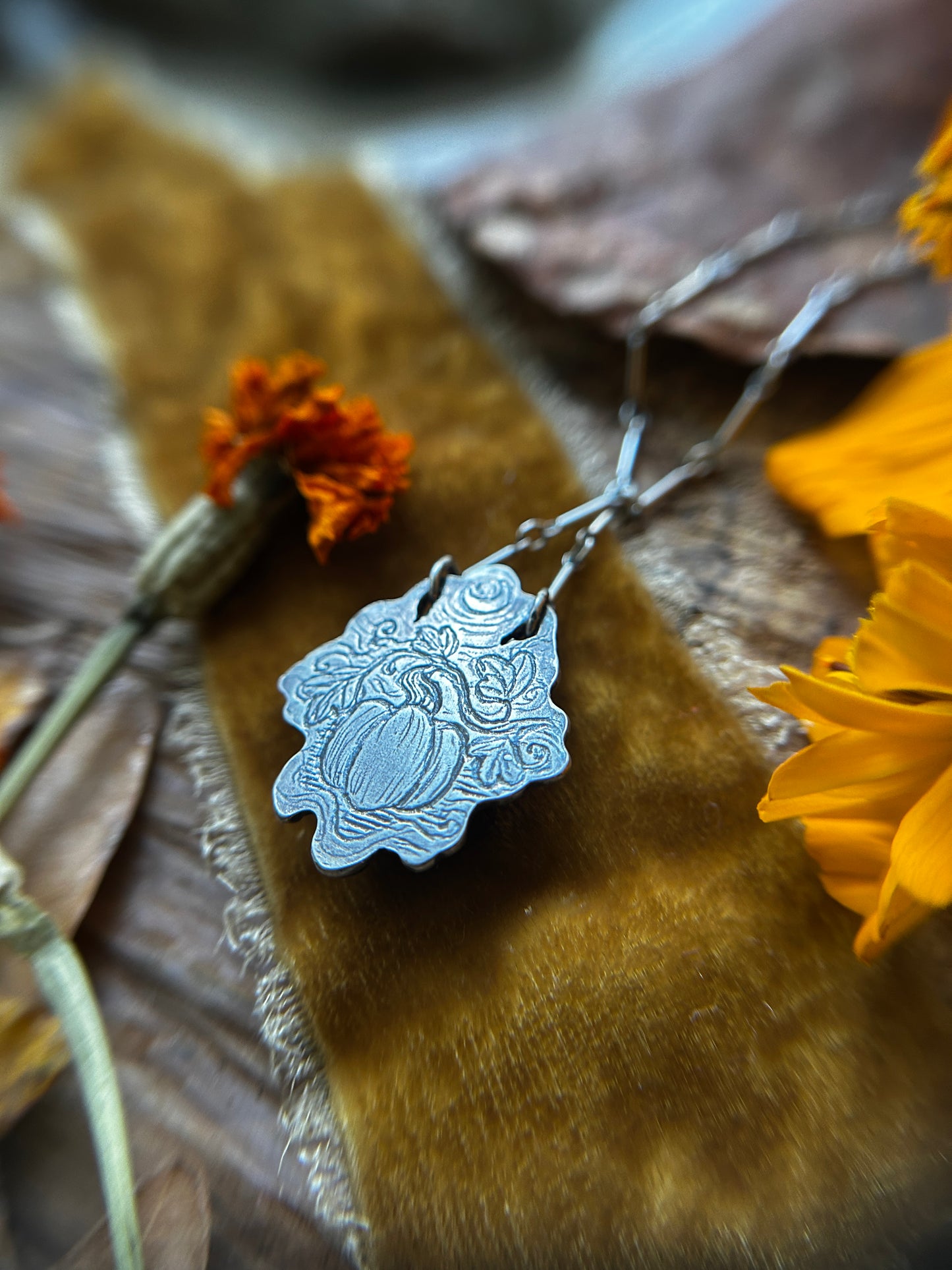 All Hallows Eve Jack-o-lantern necklace with santa ana madiera citrine stone- sterling silver jewelry