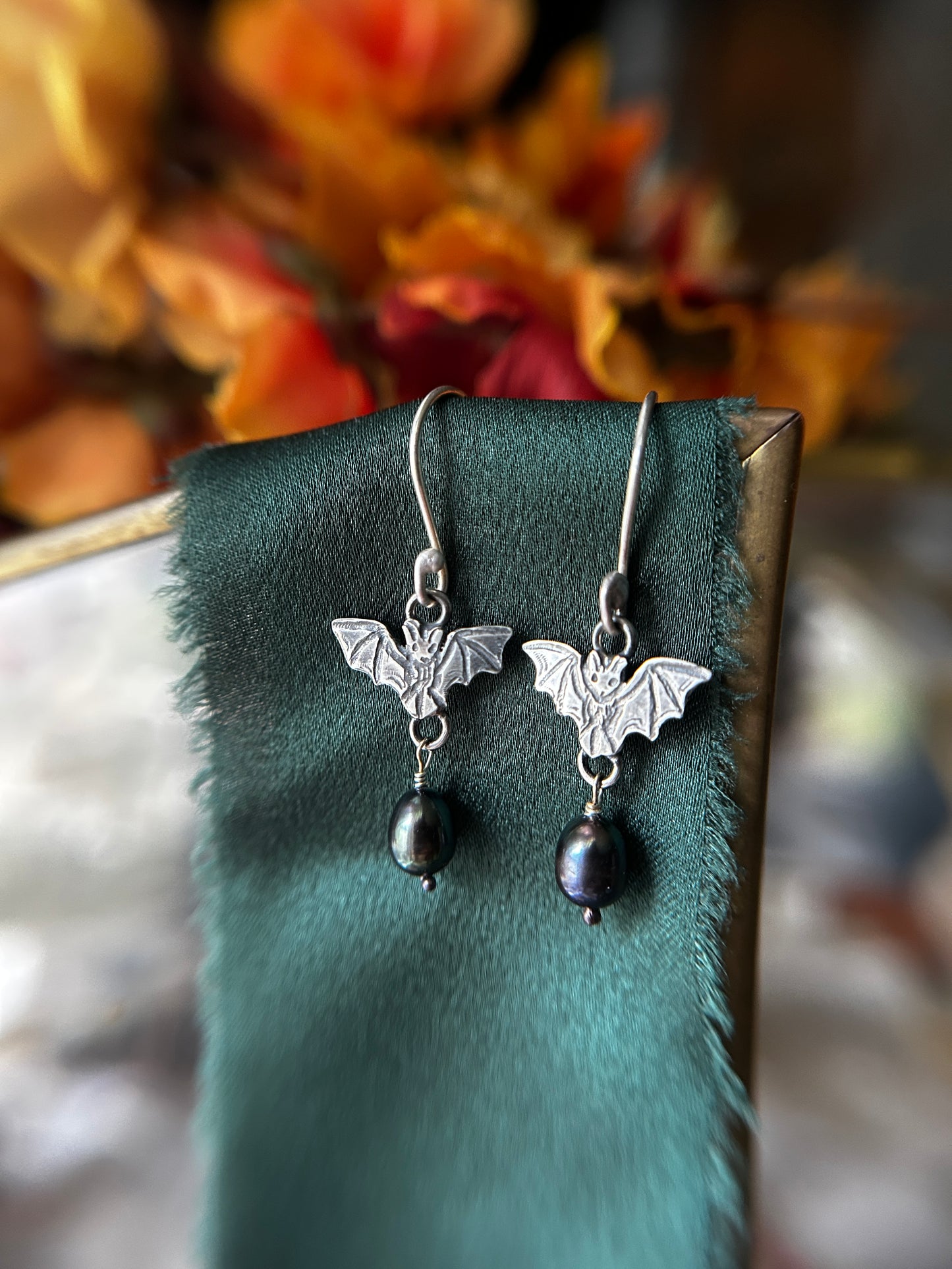 Pre-order bat earrings with choice of gemstone or pearls jewelry