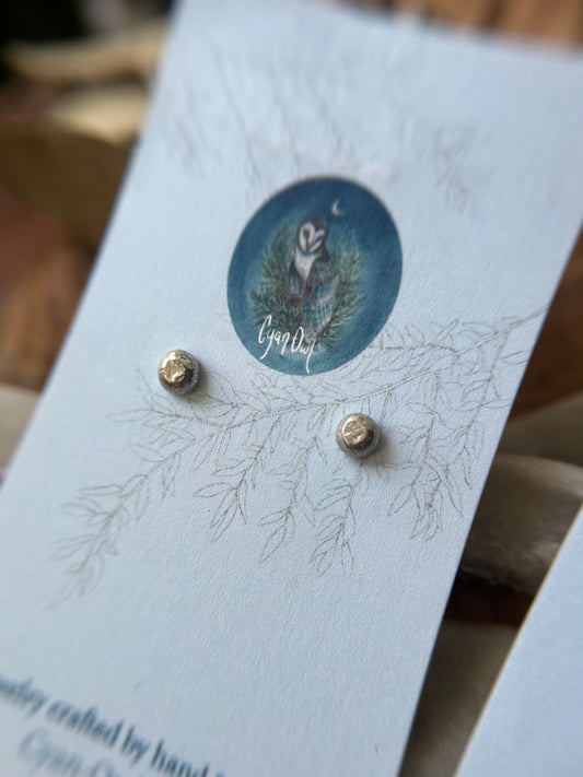 Reclaimed silver pebble post earrings- sterling silver jewelry