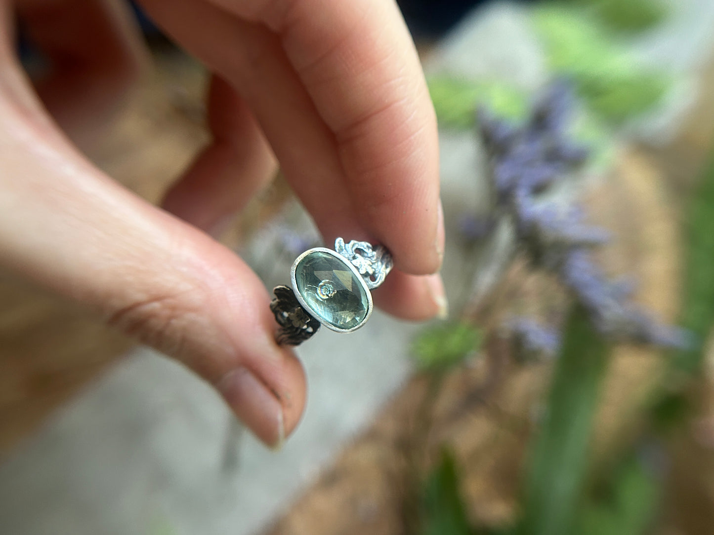 Song of the Sea Aquamarine ring- sterling silver jewelry
