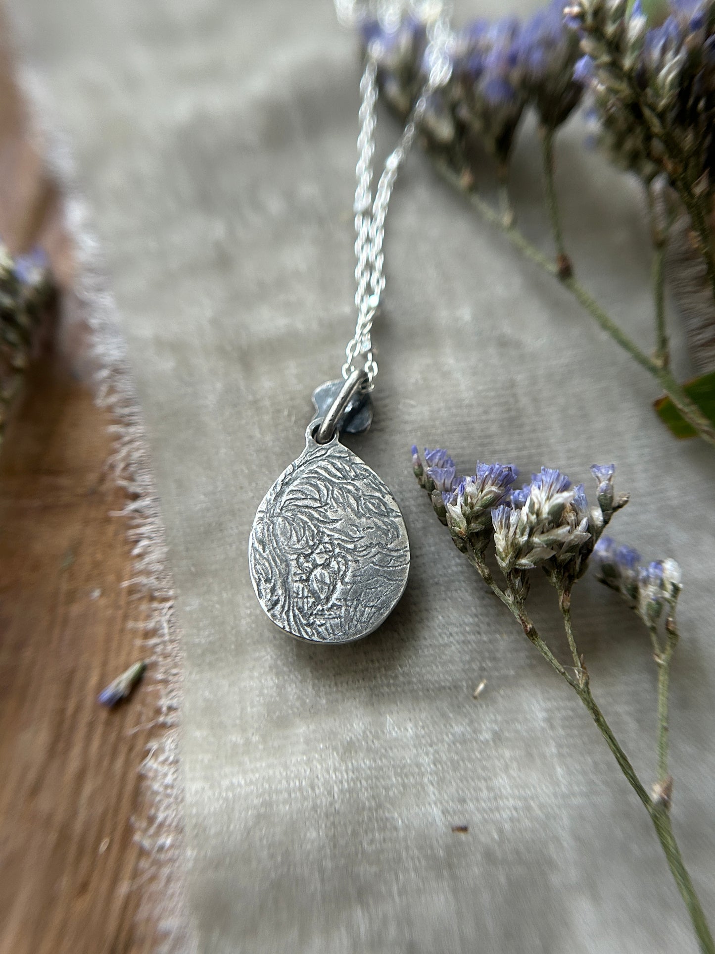"Mini" weeping willow & urn grey moonstone necklace- sterling silver jewelry
