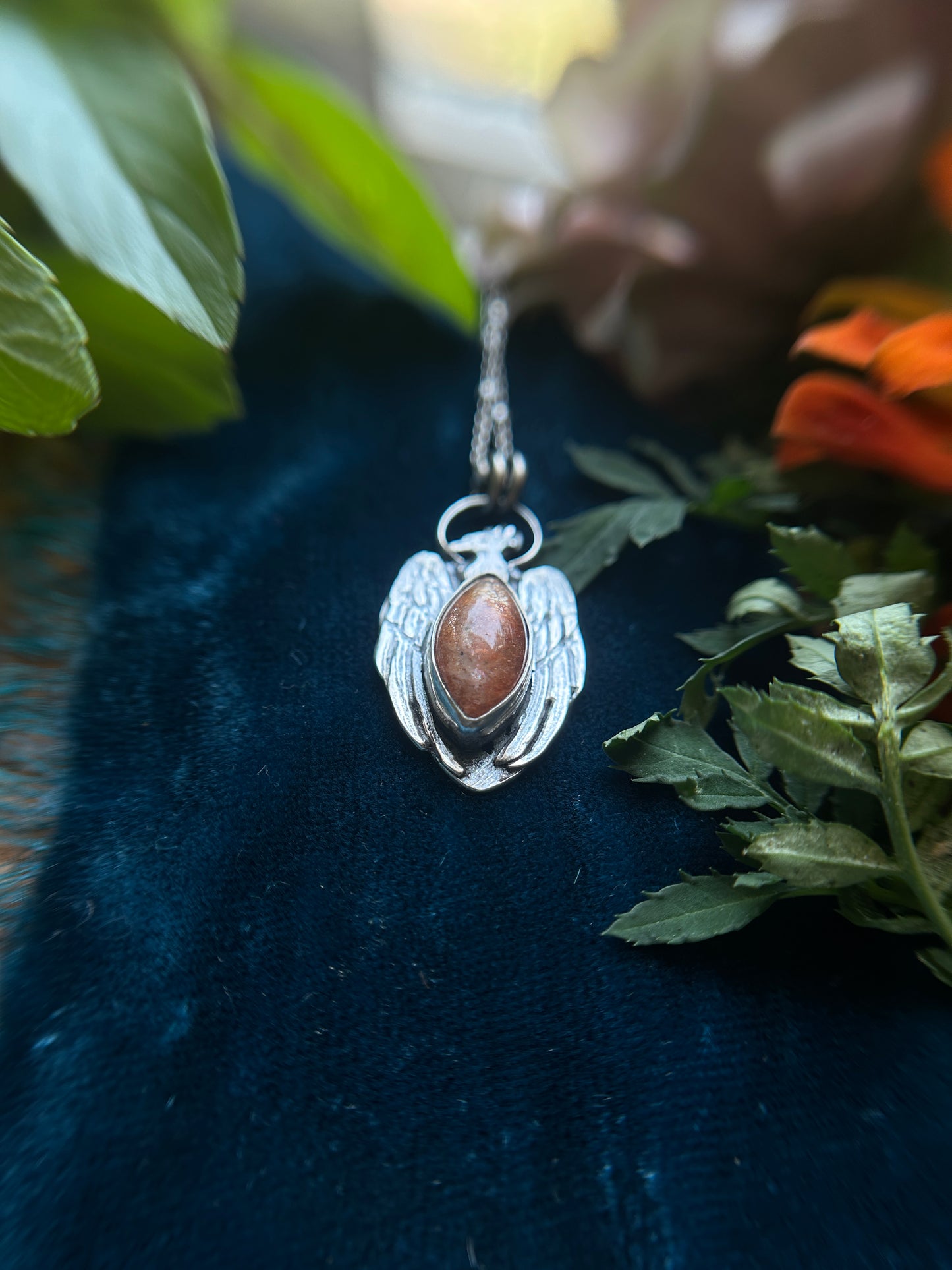 Phoenix Sunstone Necklace- sterling silver jewelry