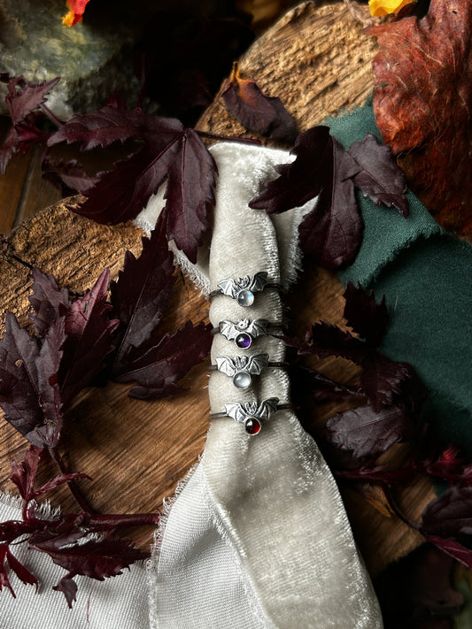 Pre-order bat ring- your choice of gemstone jewelry