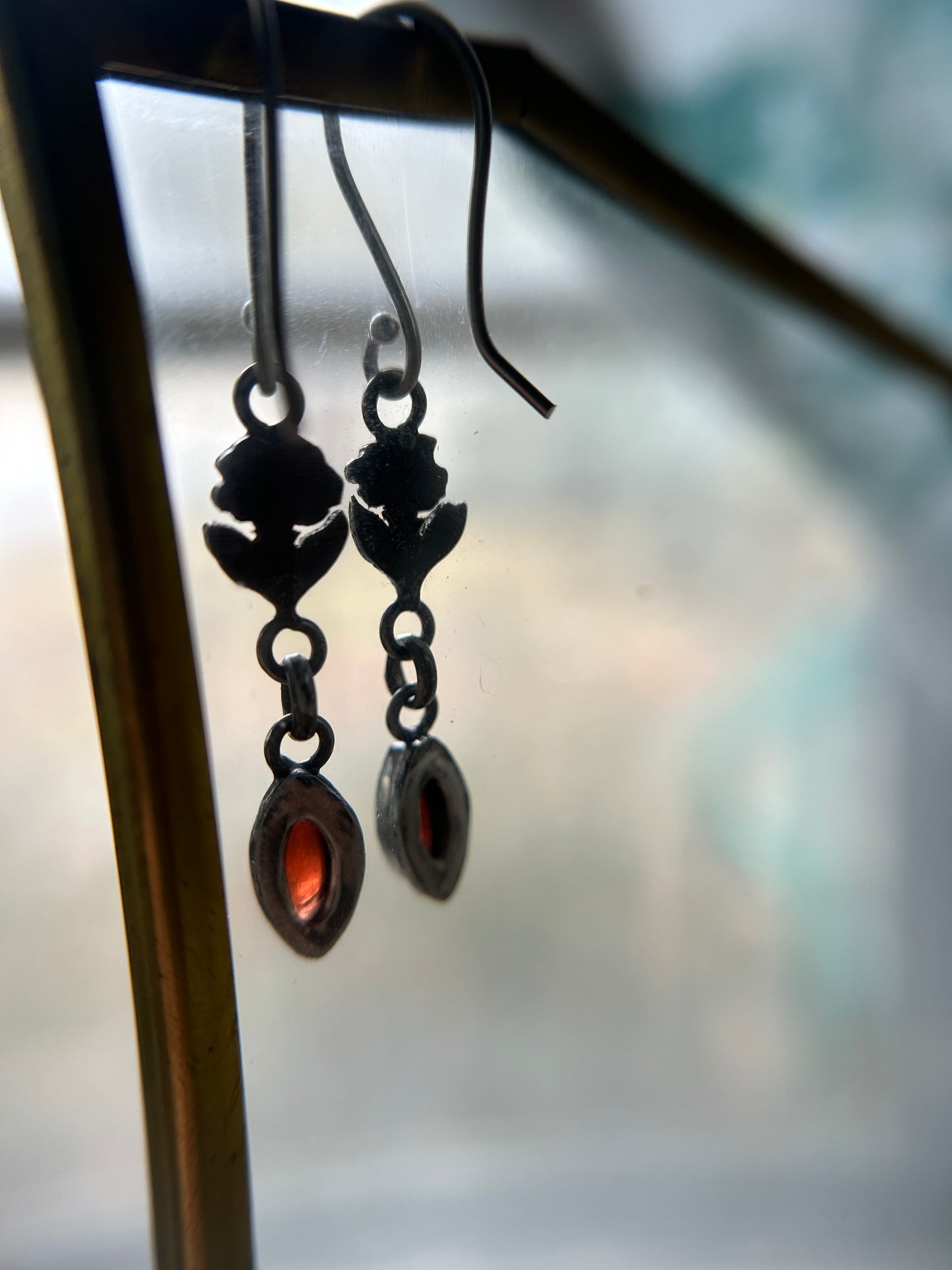 Wild Rose Garnet Earrings- sterling silver jewelry