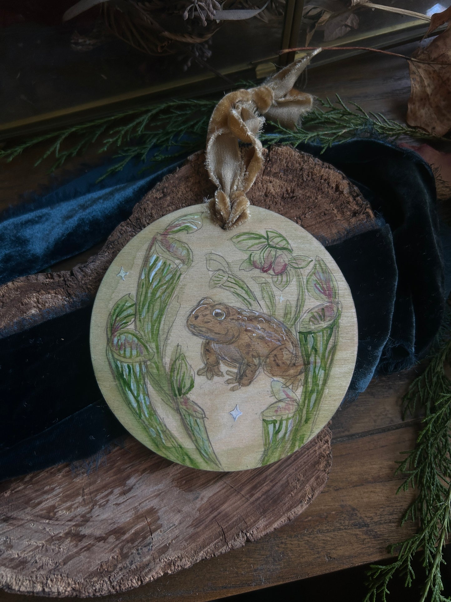 Handpainted Ornaments- watercolor on wood Woodland Creature Ornaments