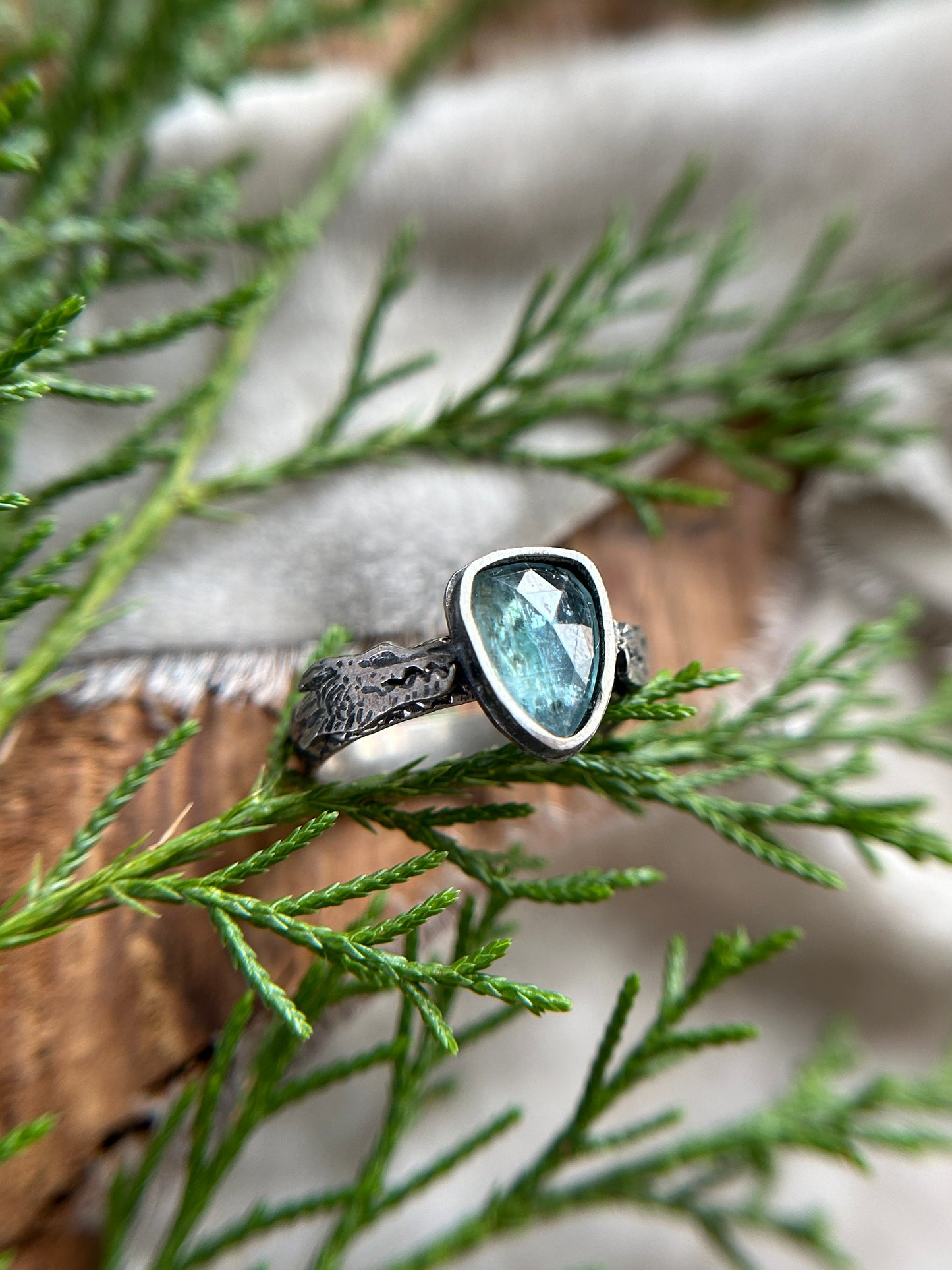 dragon ring in moonstone, star sapphire, or kyanite- finished to ring size-sterling silver dragon scale ring