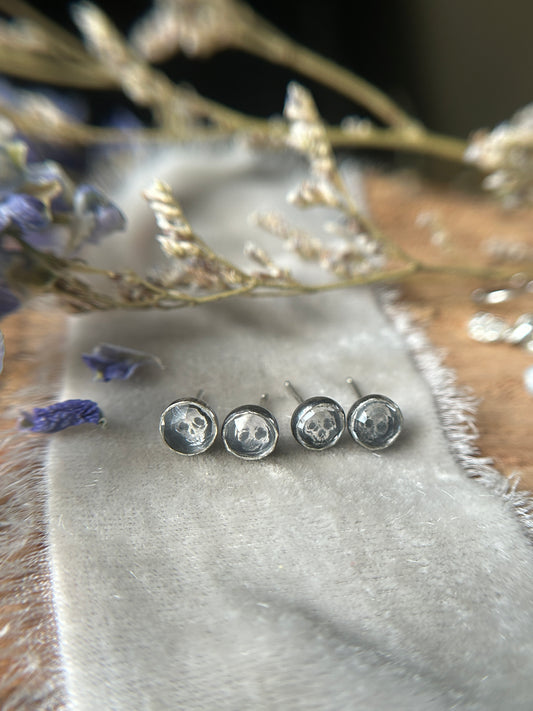 Tiny Quartz Skull Stud Earrings crafted in Sterling silver