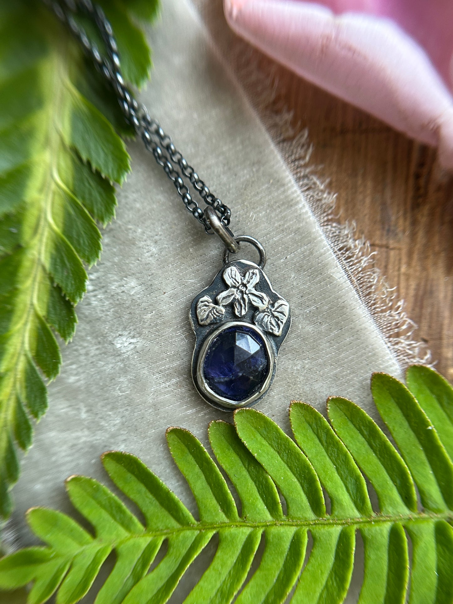 Iolite wild violet necklace-Sterling silver jewelry