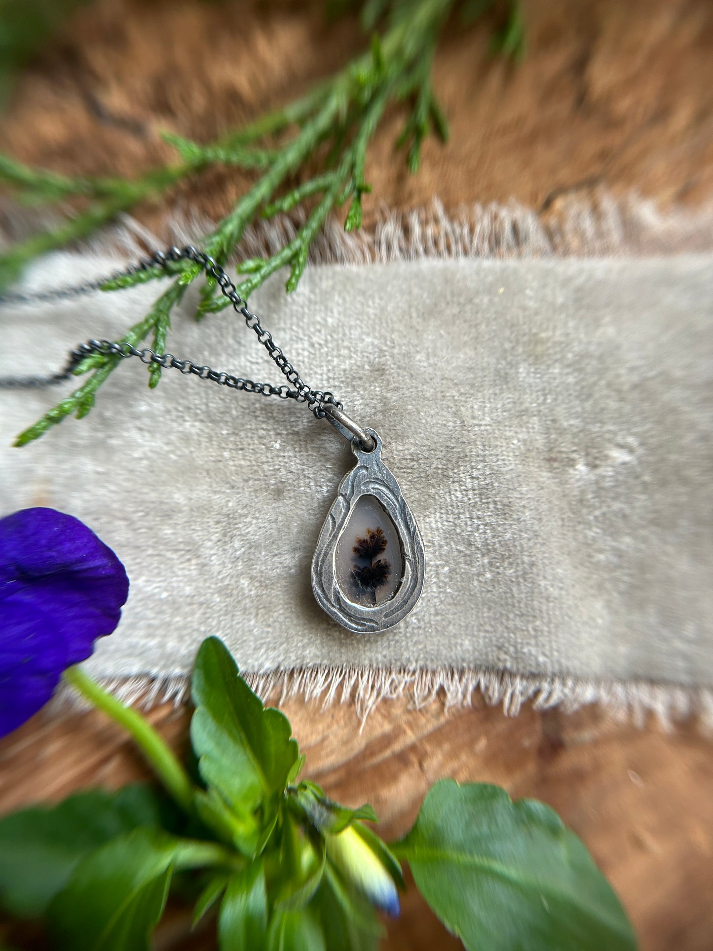 Dendritic Agate Necklace- sterling silver