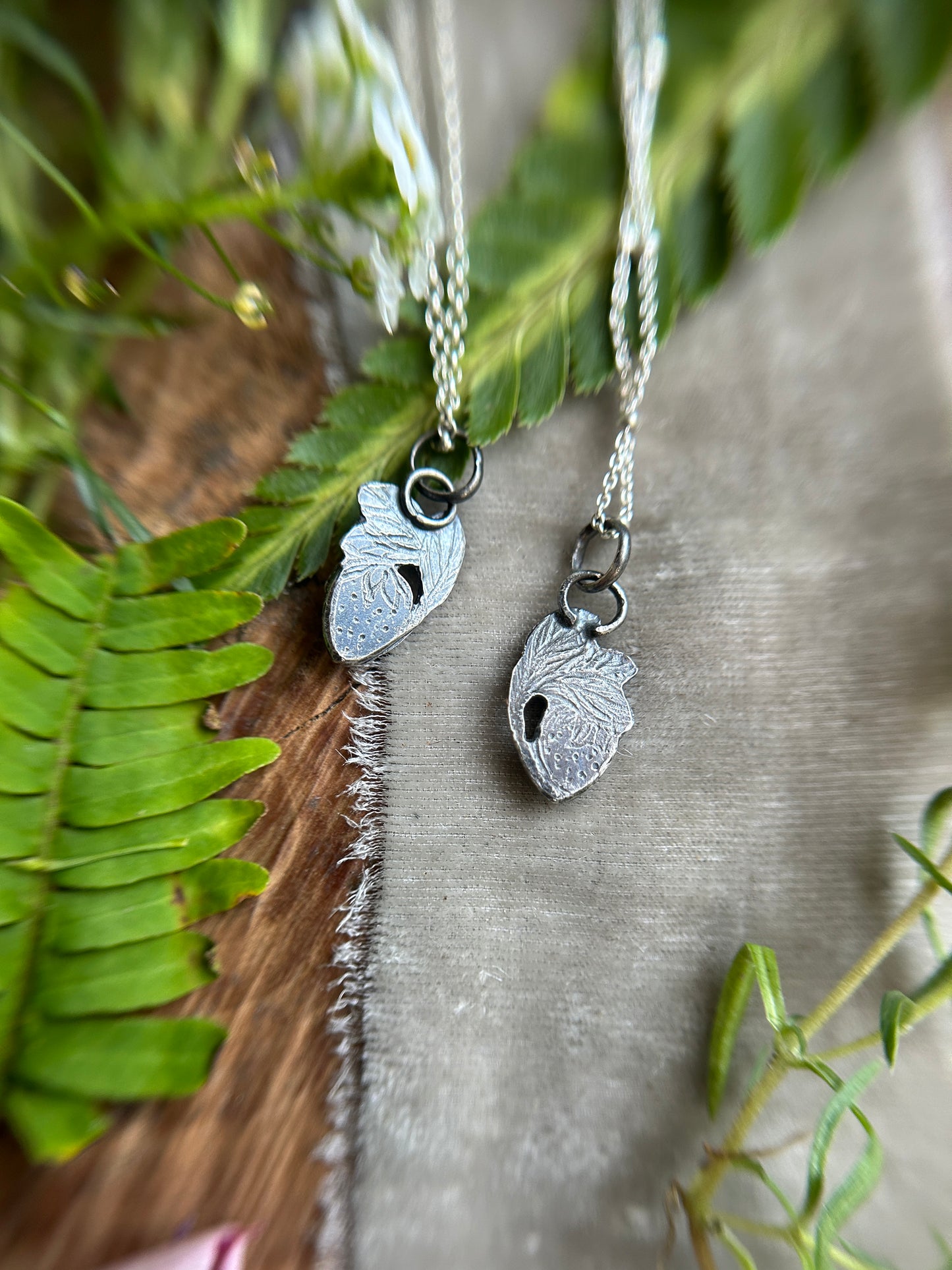 Strawberry red garnet necklace- Sterling silver jewelry