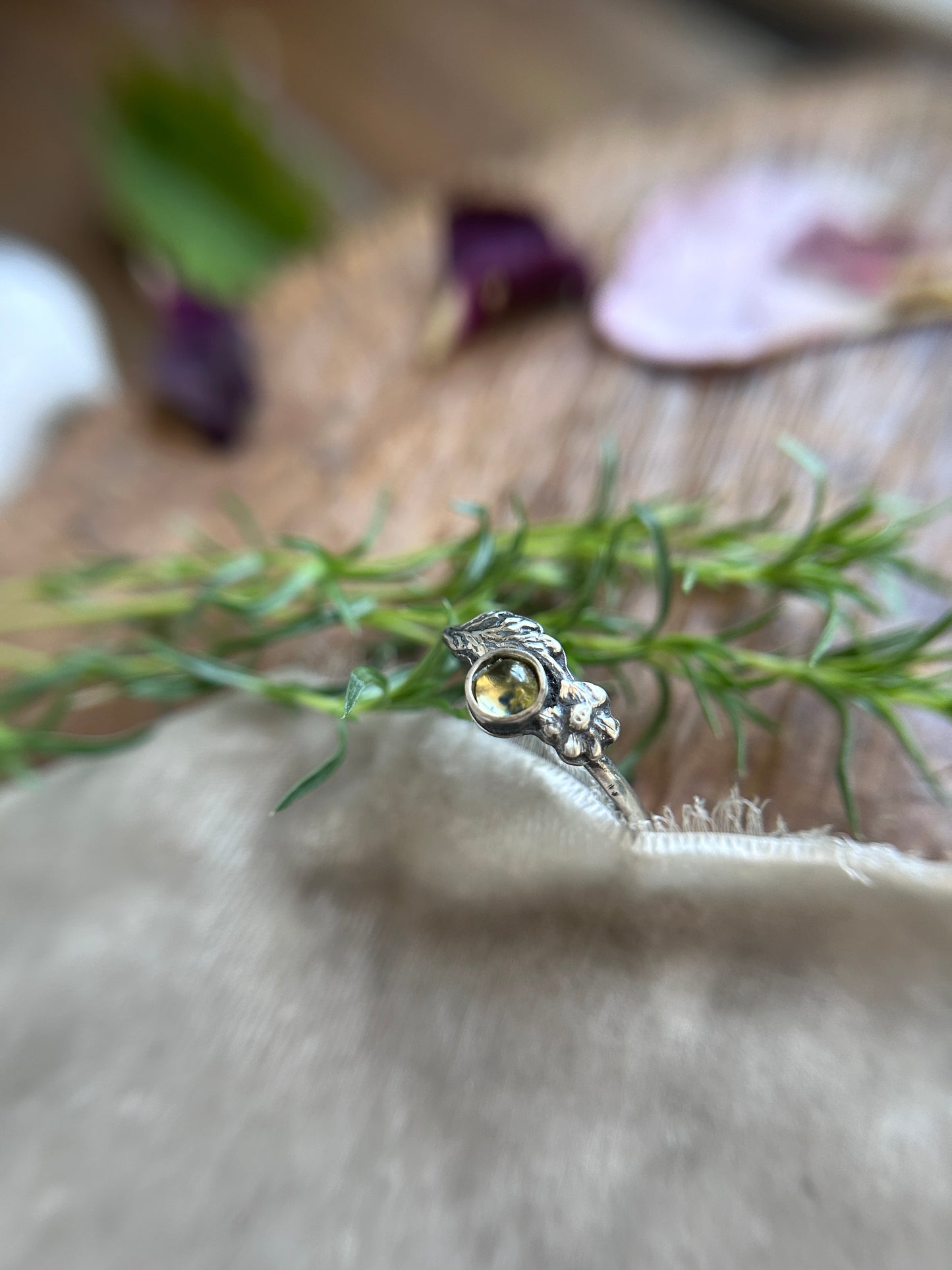 Poppy flower songea sapphire ring- Sterling silver jewelry