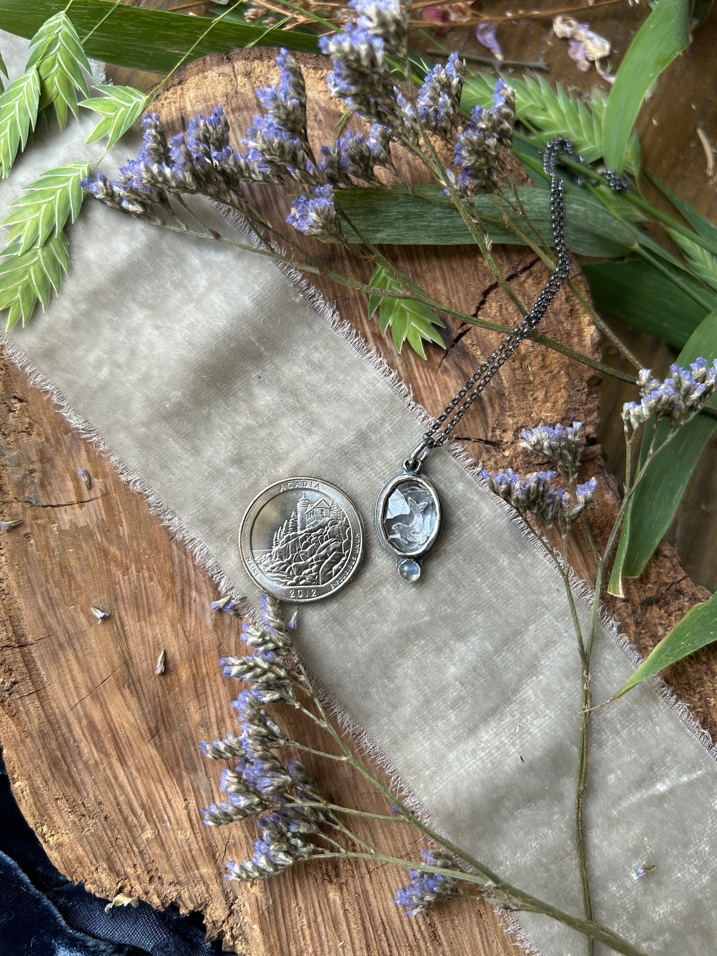 Selkie Seal under Clear Quartz Necklace- sterling silver jewelry