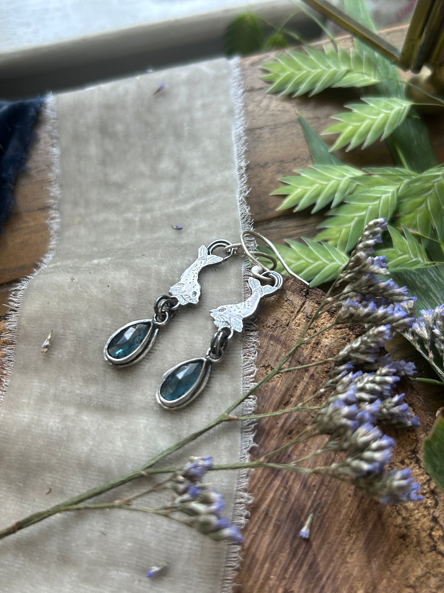 Selkie Seal Earrings choice of gem- sterling silver jewelry