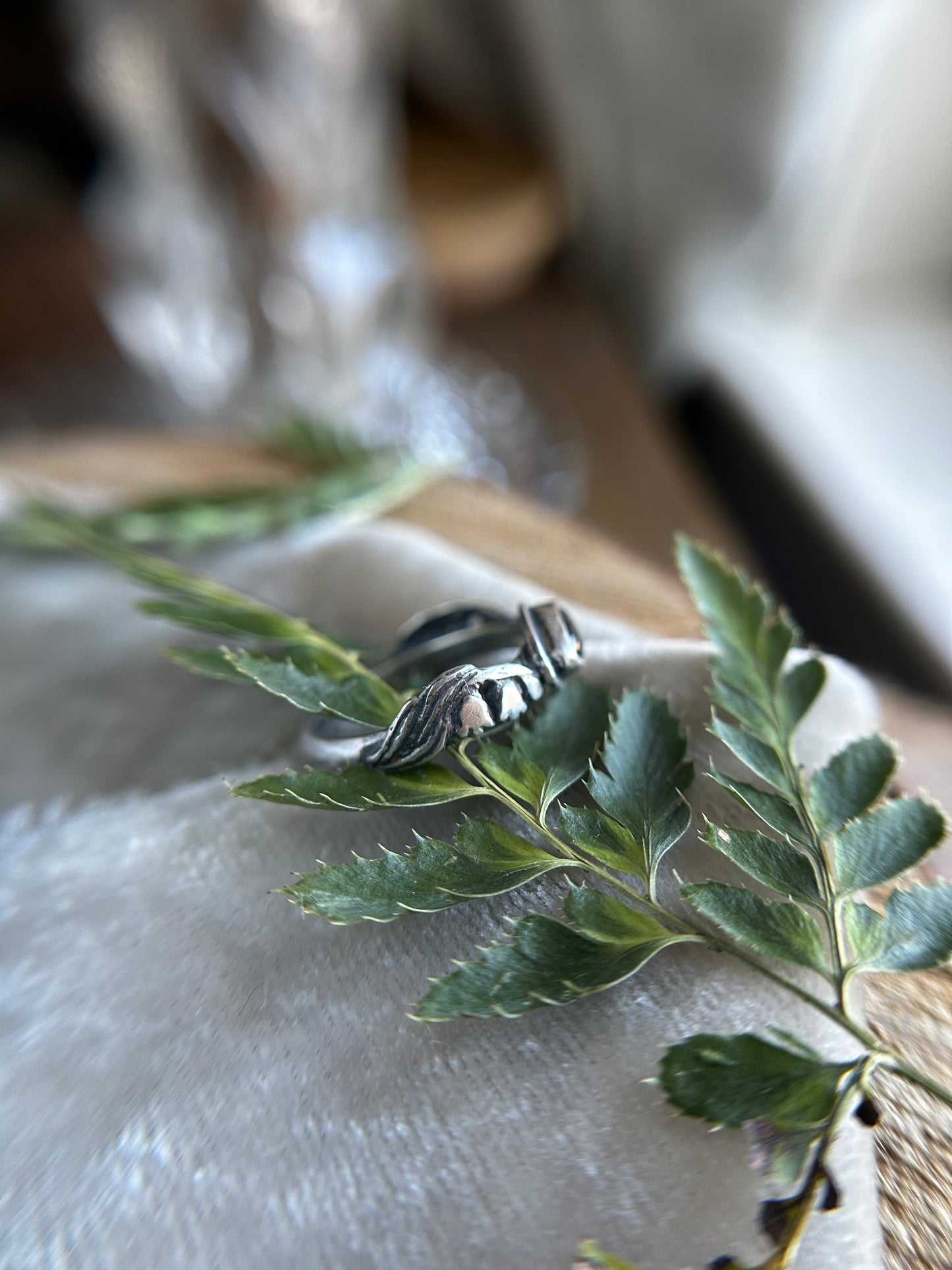 Lily of the Valley Ring with choice of gemstone-  made to order sterling silver engraved jewelry