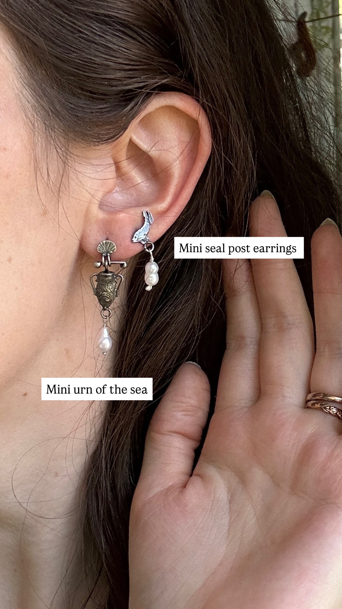 Urn of the Sea Earrings- baroque pearl drop sterling silver jewelry