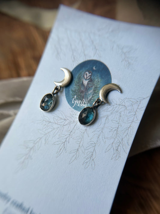 Moondrop teal kyanite earrings- sterling silver jewelry