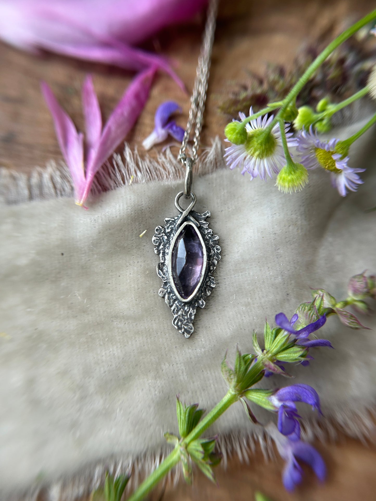 Amethyst Wisteria Necklace- sterling silver jewelry