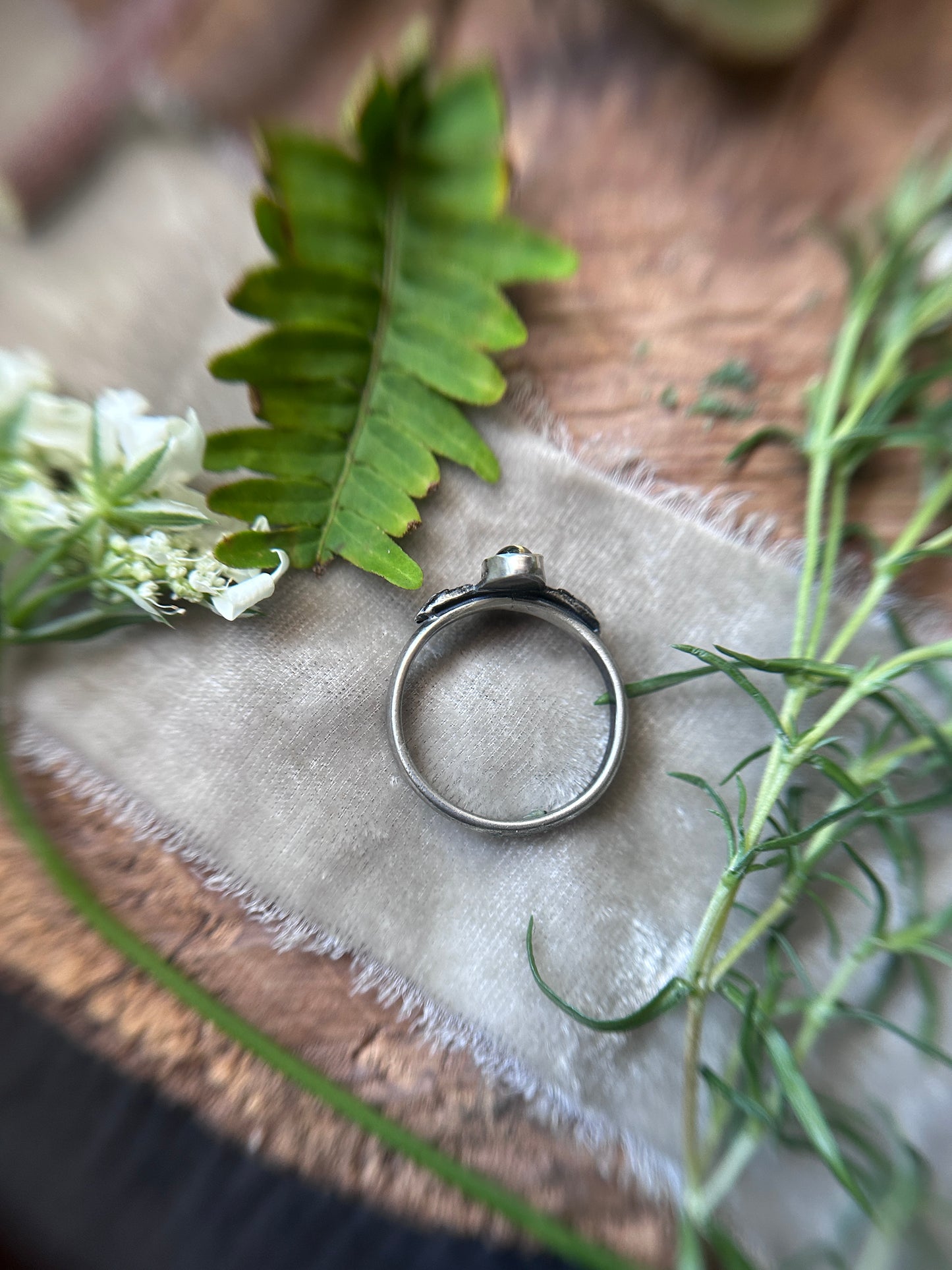 Mugwort songea sapphire ring- Sterling silver jewelry