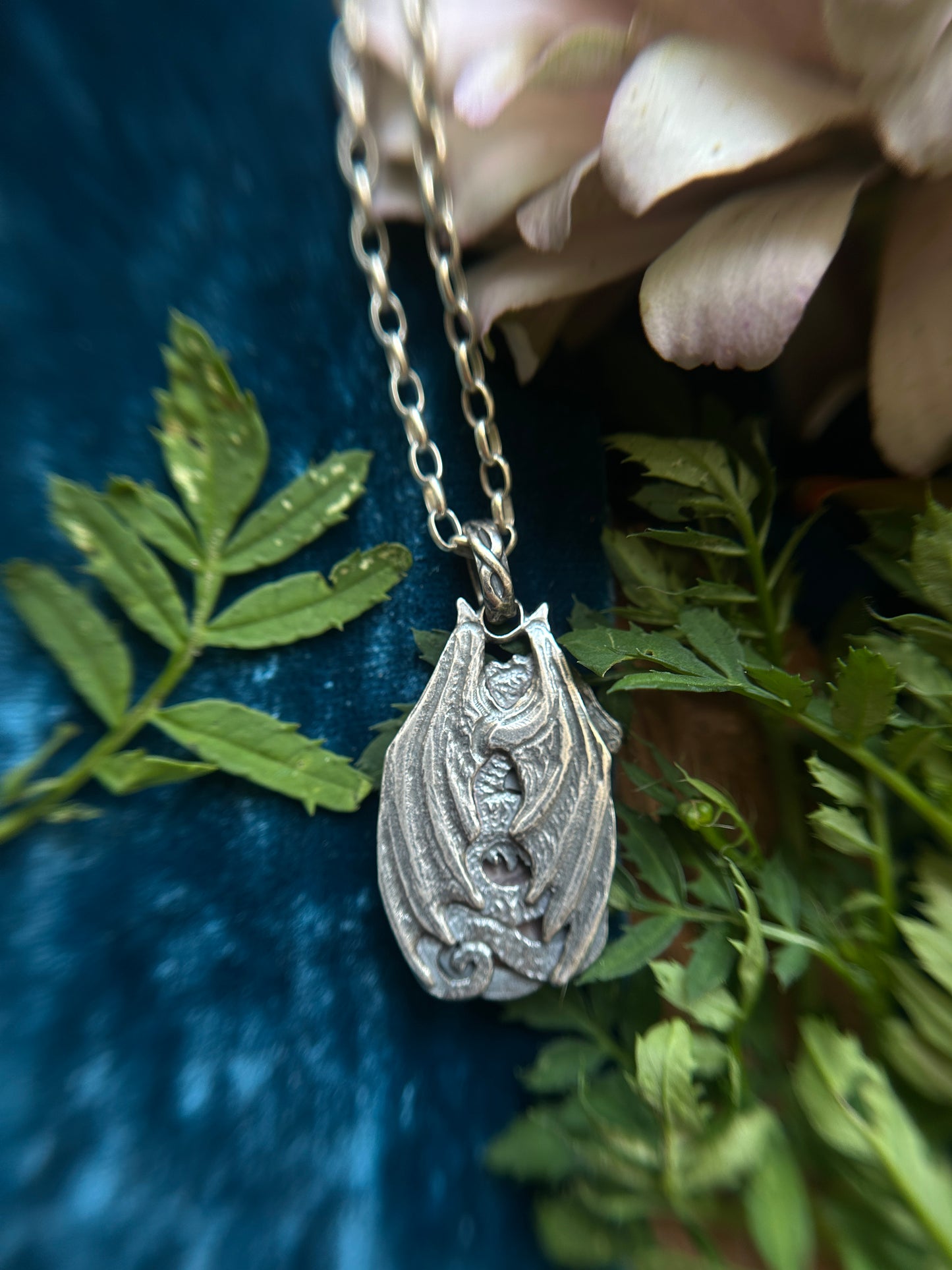 Dragon Necklace with Lepidolite- choice of small or large dragon- sterling silver jewelry