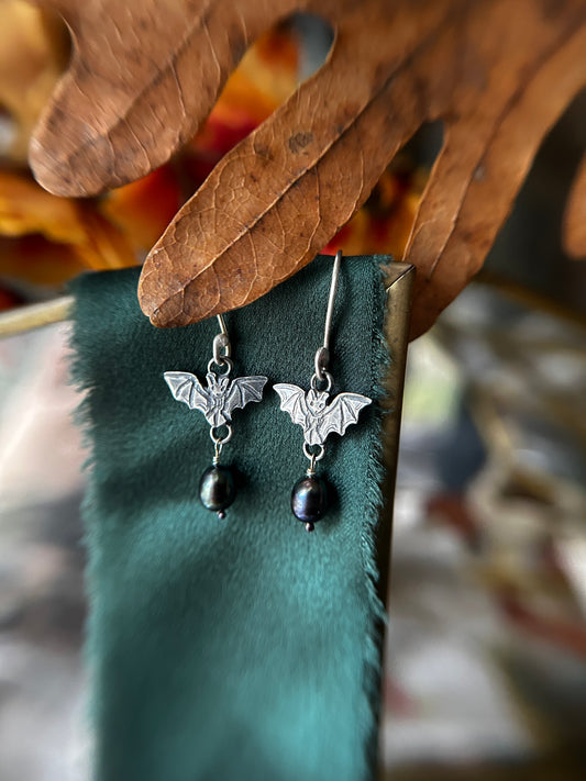 Pre-order bat earrings with choice of gemstone or pearls jewelry