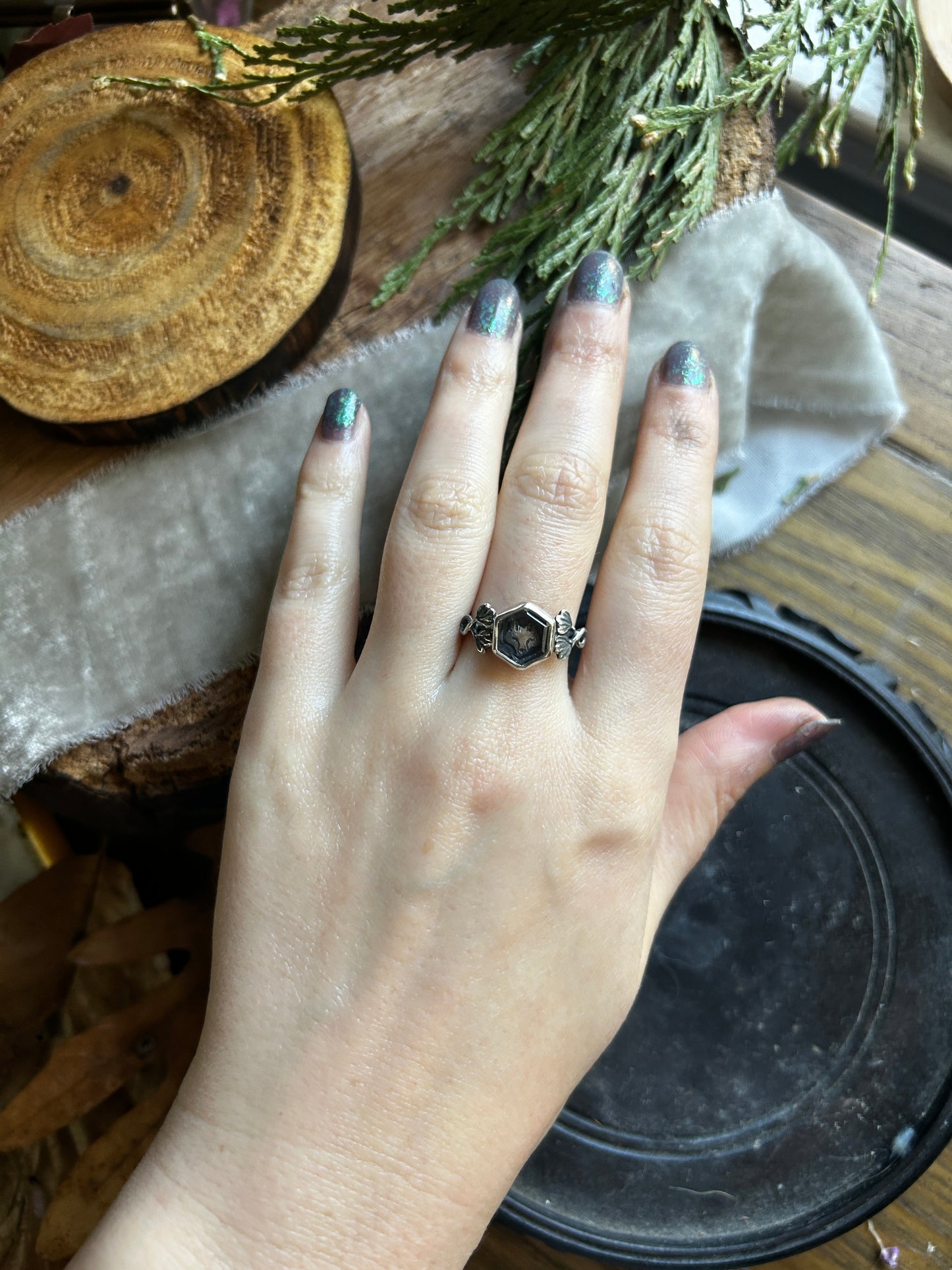 Fox in the Ivy Garden Ring- Sterling silver jewelry made to order